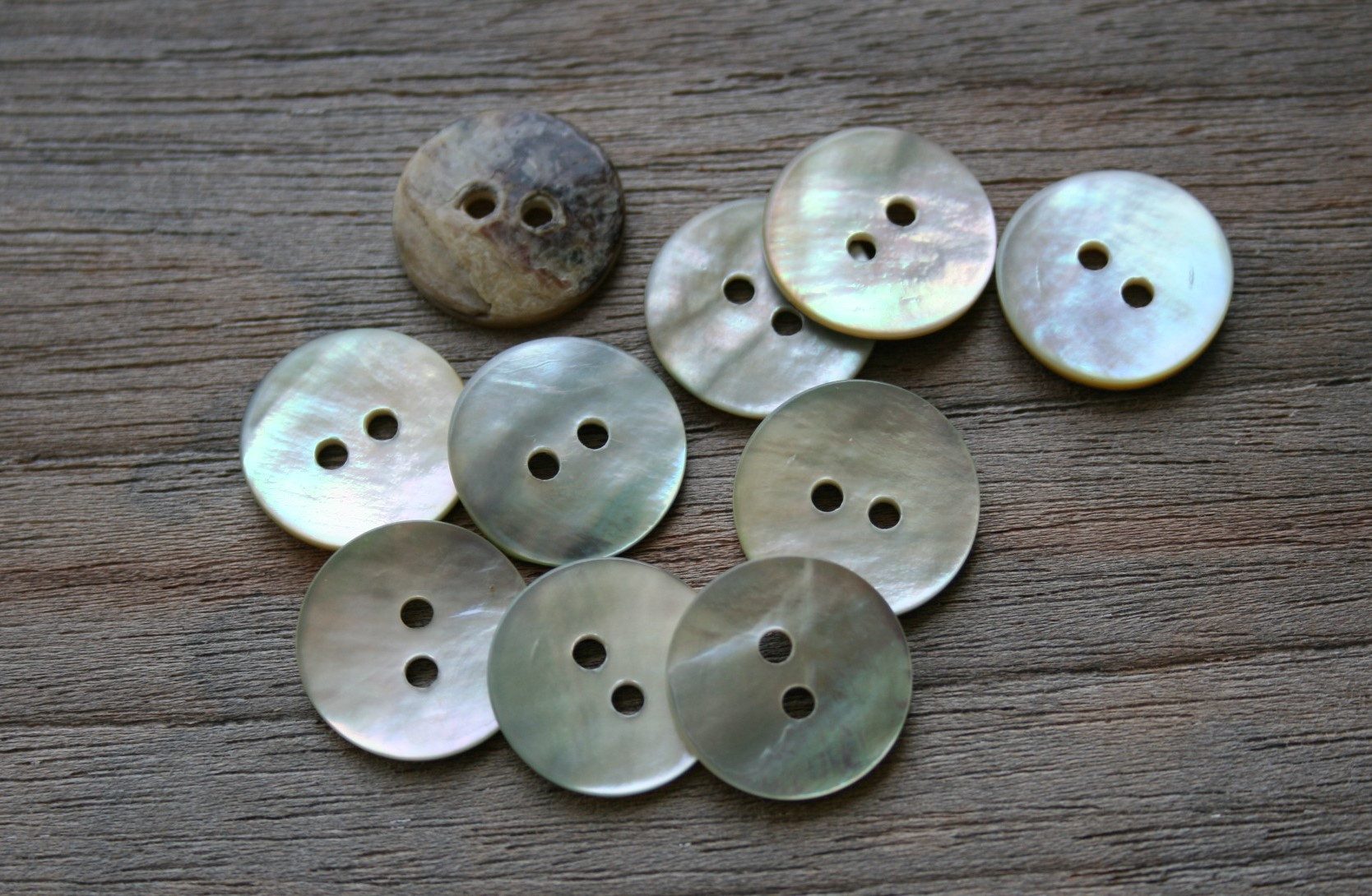 Hartmann-Knöpfe Knopf Schimmernde Perlmuttknöpfe 2 Loch europäische Fertigung (20 Stück)