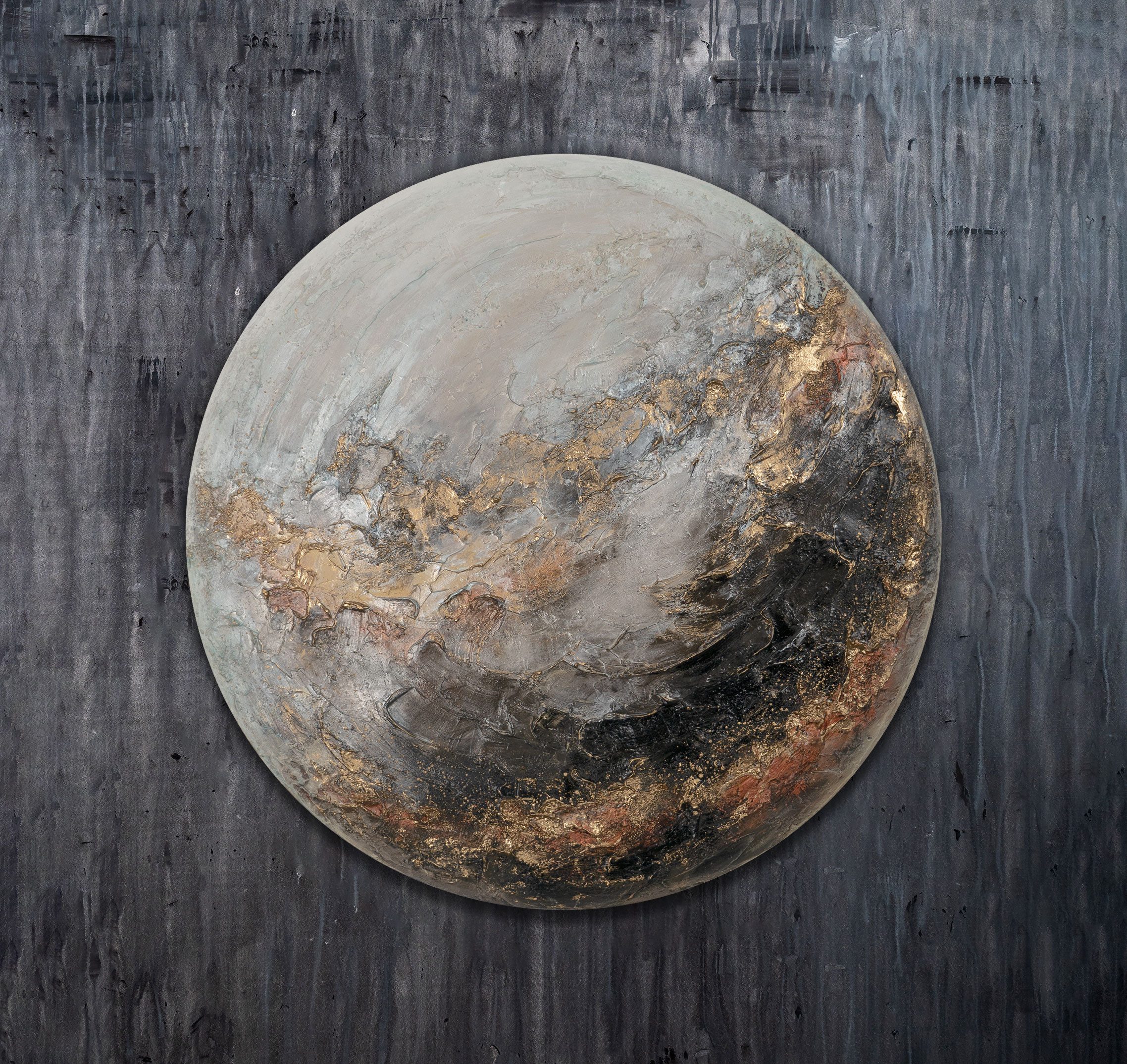 YS-Art Gemälde nachtleuchtendes rundes Leinwandbild eines Planeten, Fluoreszierenden Farbe, die das Wandbild zum leuchten bringen