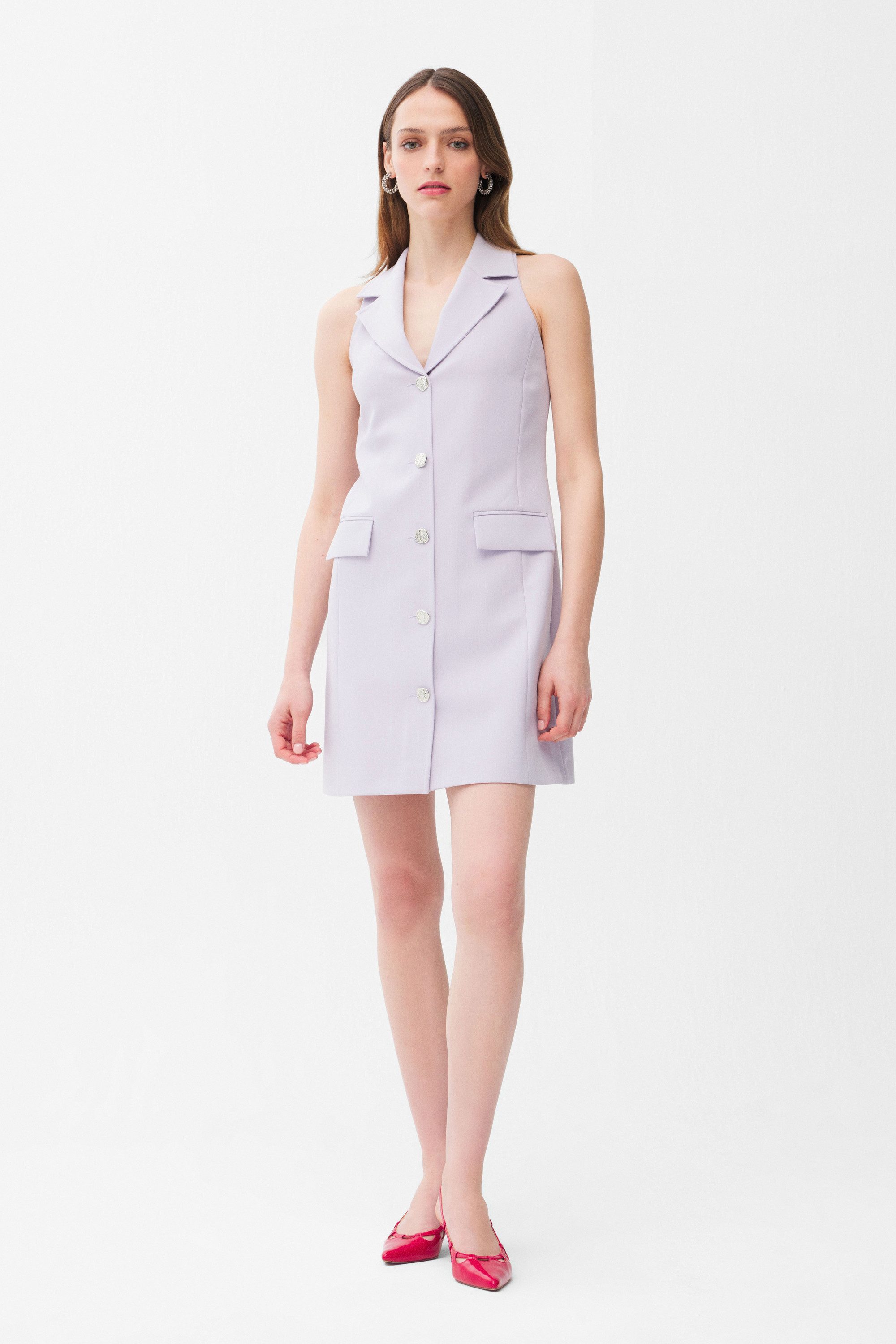 adL Jerseykleid Ärmelloses kurzes Kleid mit Taschendetail