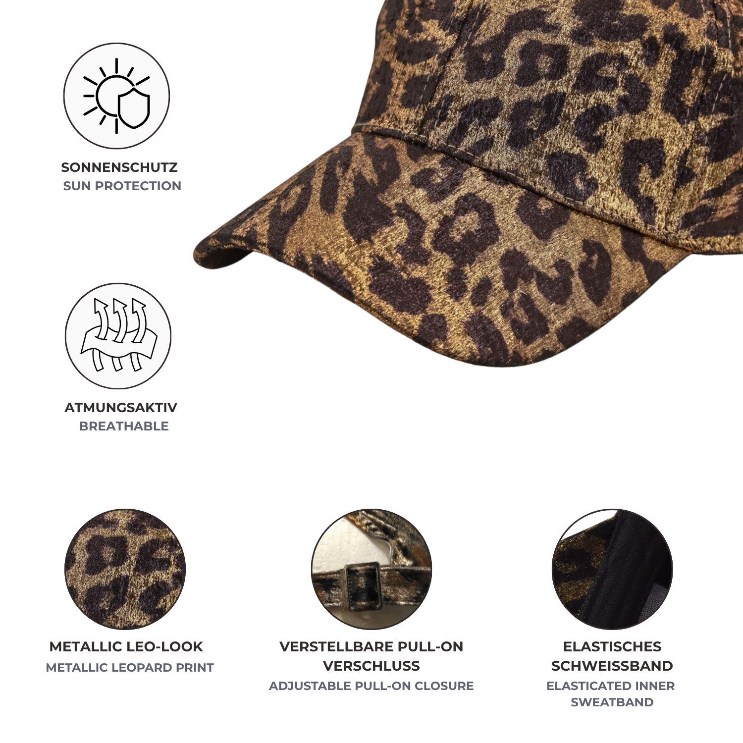 styleBREAKER Baseball Cap Baseball Cap Metallic Leo Look (1-St) – Bild 5 von 5
