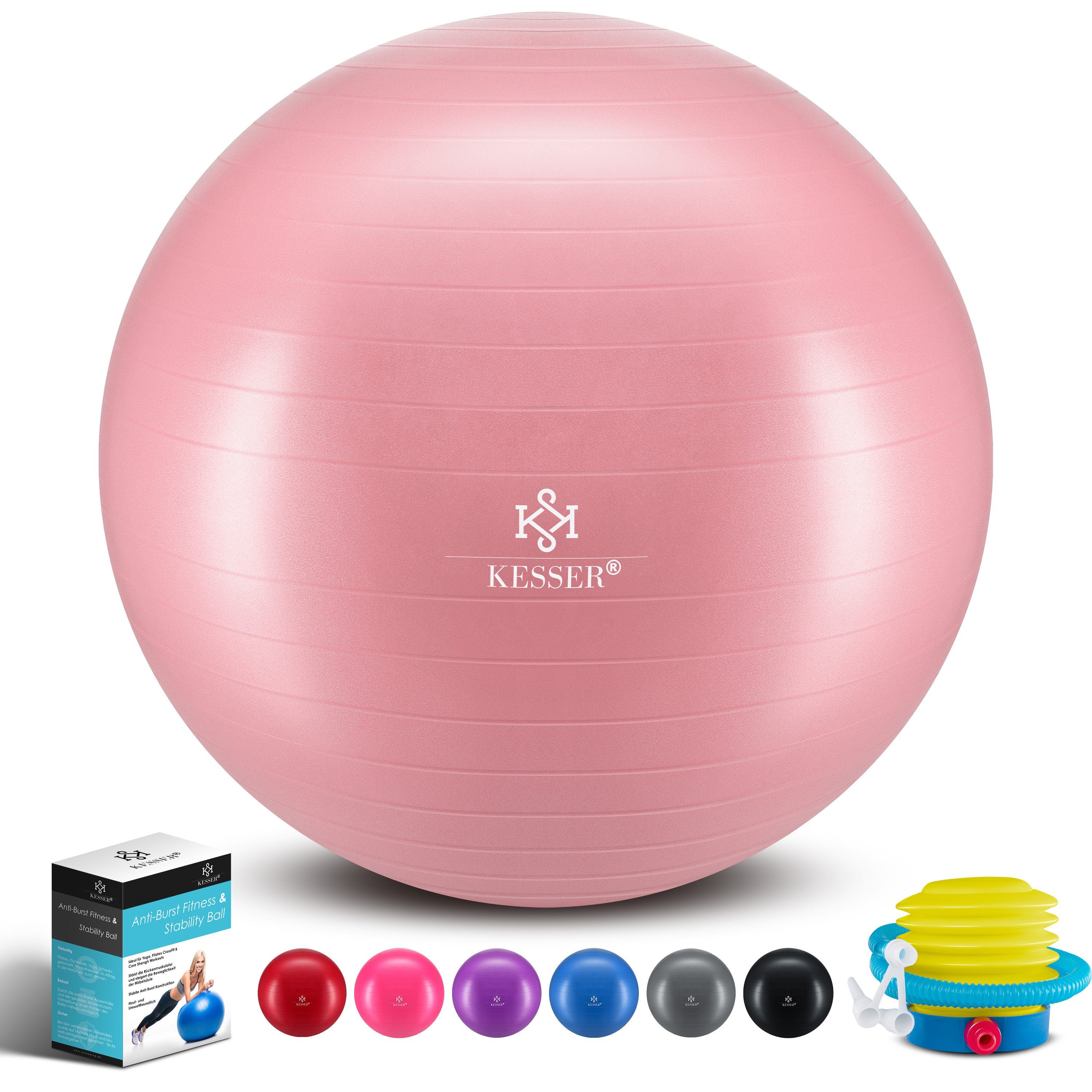 KESSER Gymnastikball, Fitness Ball Gymnastik mit Luftpumpe dicker Yogaball  BPA-frei Sitzball Anti-Burst