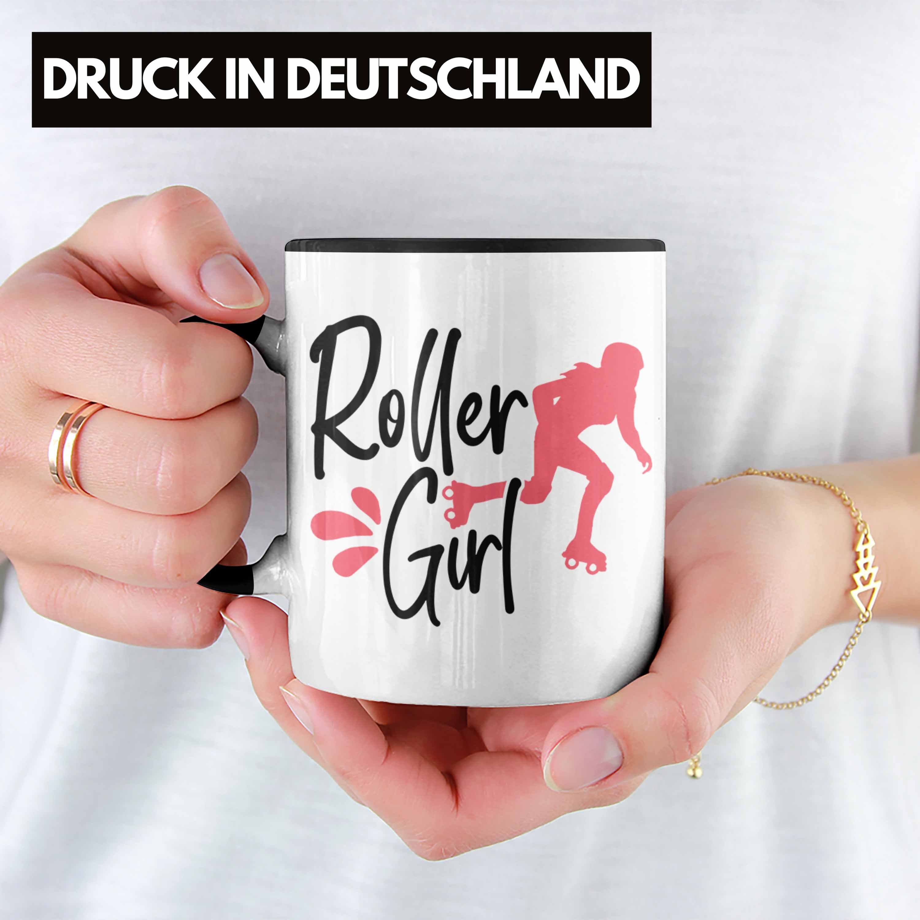 Trendation Tasse Lustige Rollschuh Tasse für Girls Girl" Roller "Roller Schwarz Geschenk Nostal