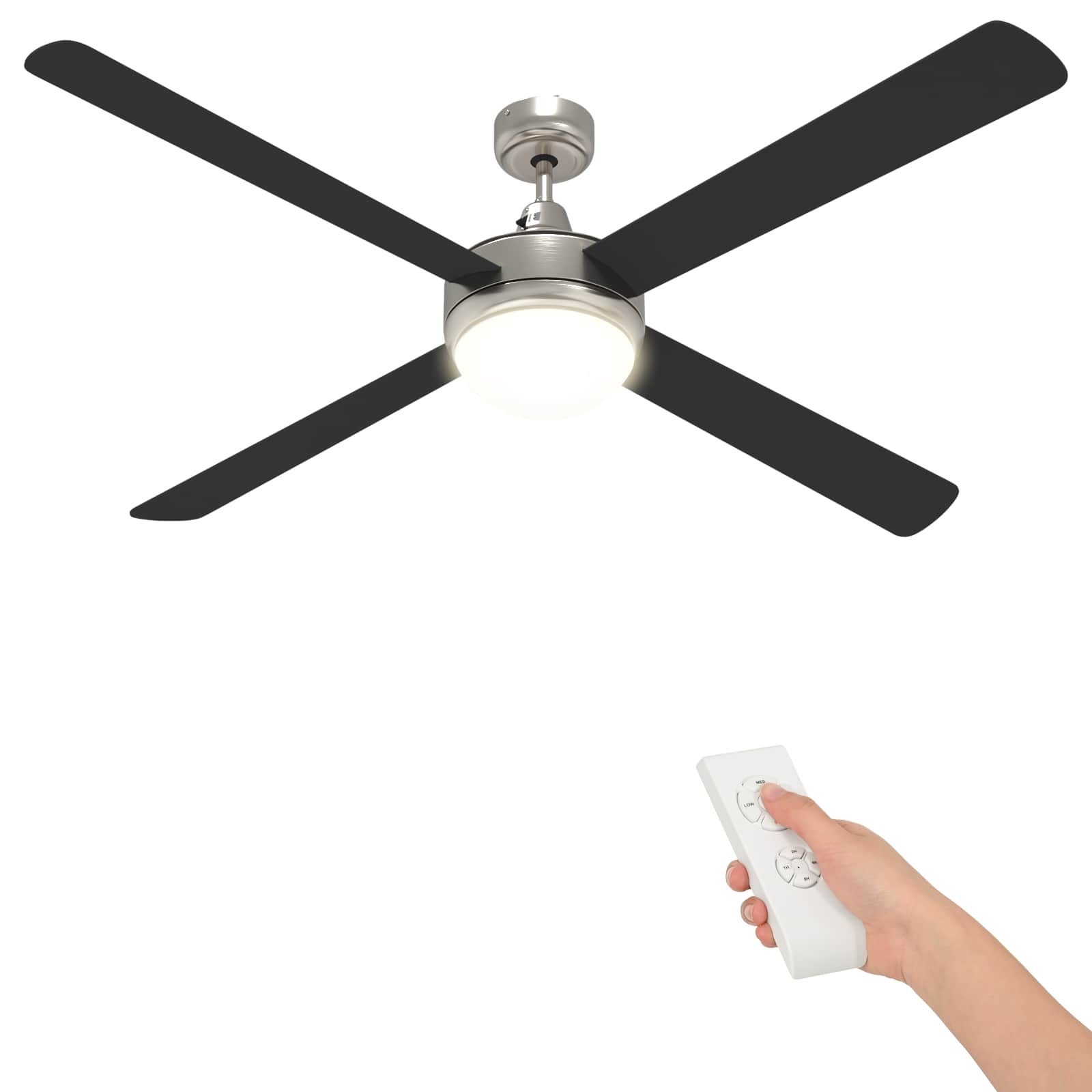 vidaXL Deckenventilator Deckenventilator mit Licht und Fernbedienung Ø 130 cm Schwarz