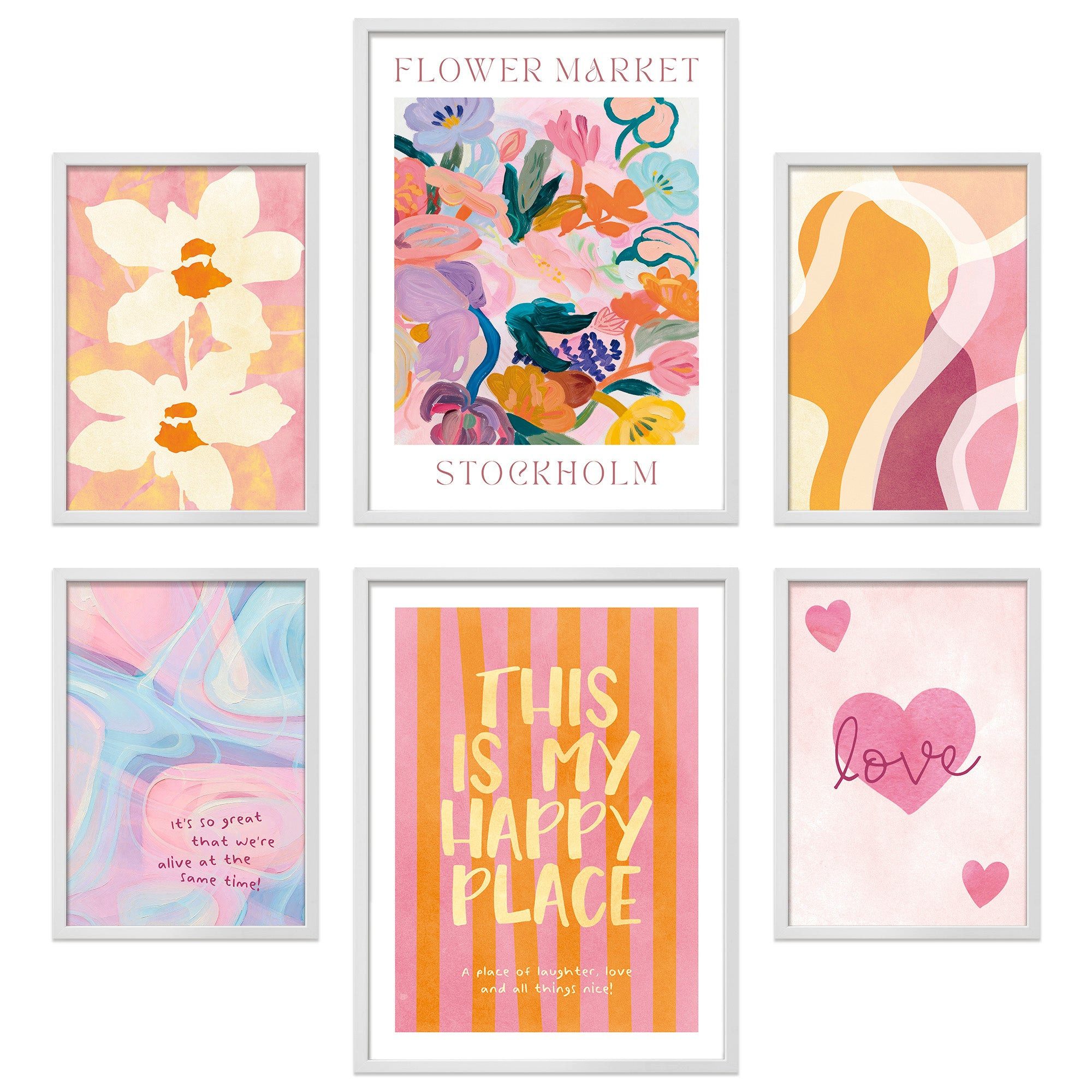 ARTFAVES Bilder-Collage Poster Set Abstract Dopamine Art I mehrteilige Bilderwand I Wandbilder, (Wandbilder modern, 6 St)