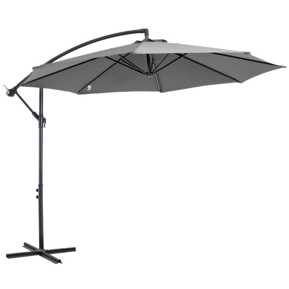CHICFURN Sonnenschirm Ampelschirm quadratisch, großer Kurbel-Sonnenschirm aus Stahl, grau, Packung, mit Stahlgestell und Polyestergewebe, Ø2,95x2,45m für Garten Terrasse Balkon
