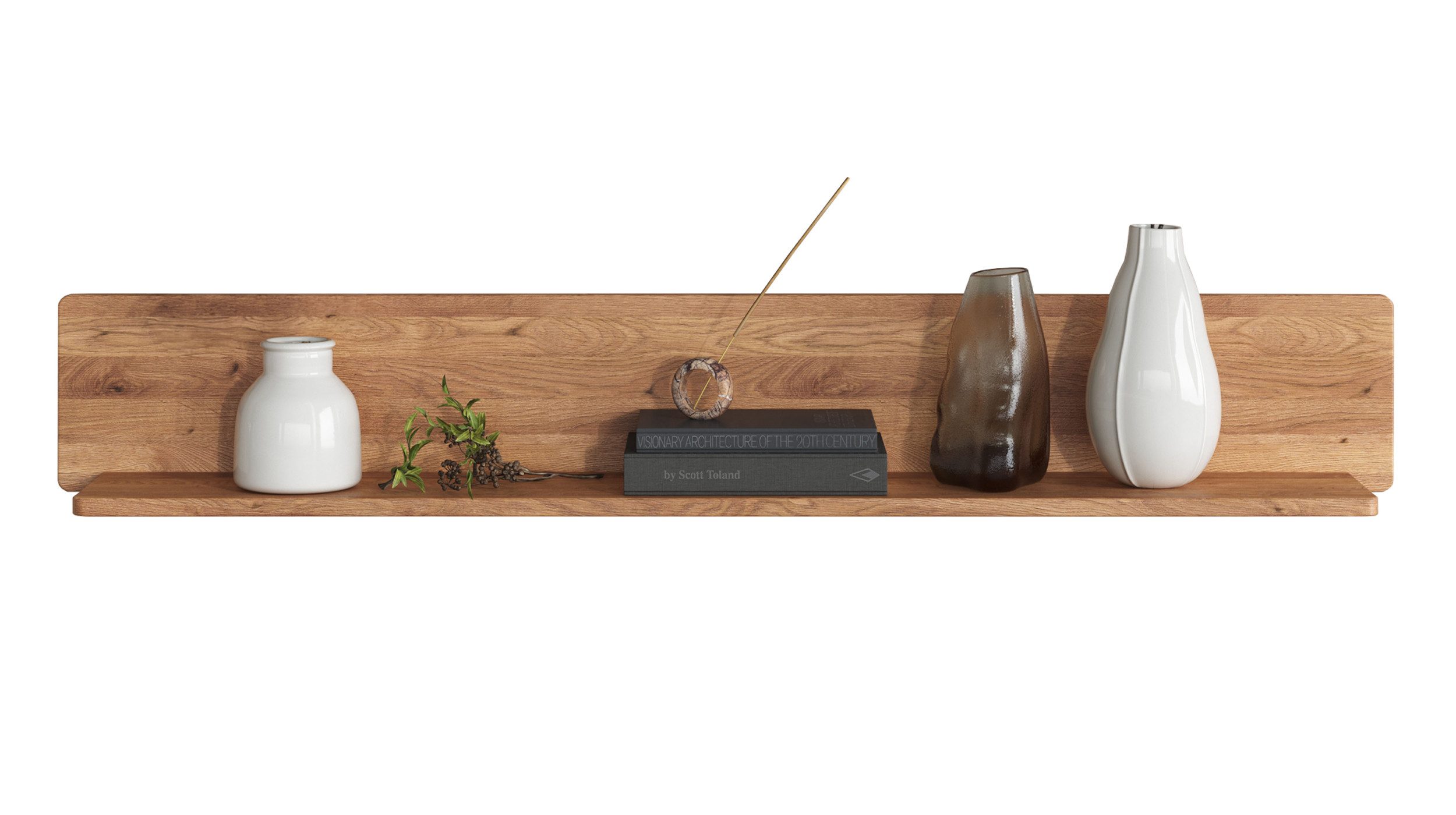 Massivart® Wandboard LUCAS 149 cm Breite / Massivholz Wildeiche geölt, Wandregal / großzügige Ablagefläche
