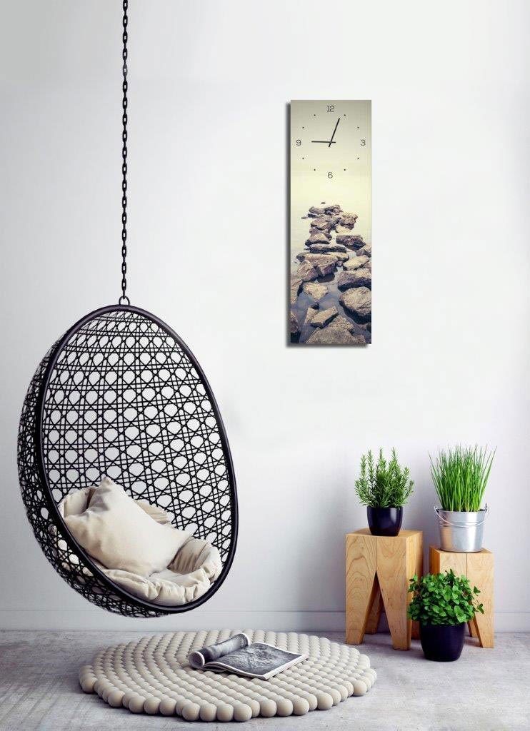 Levandeo® Wanduhr (Wanduhr aus Glas 20x60cm günstig online kaufen
