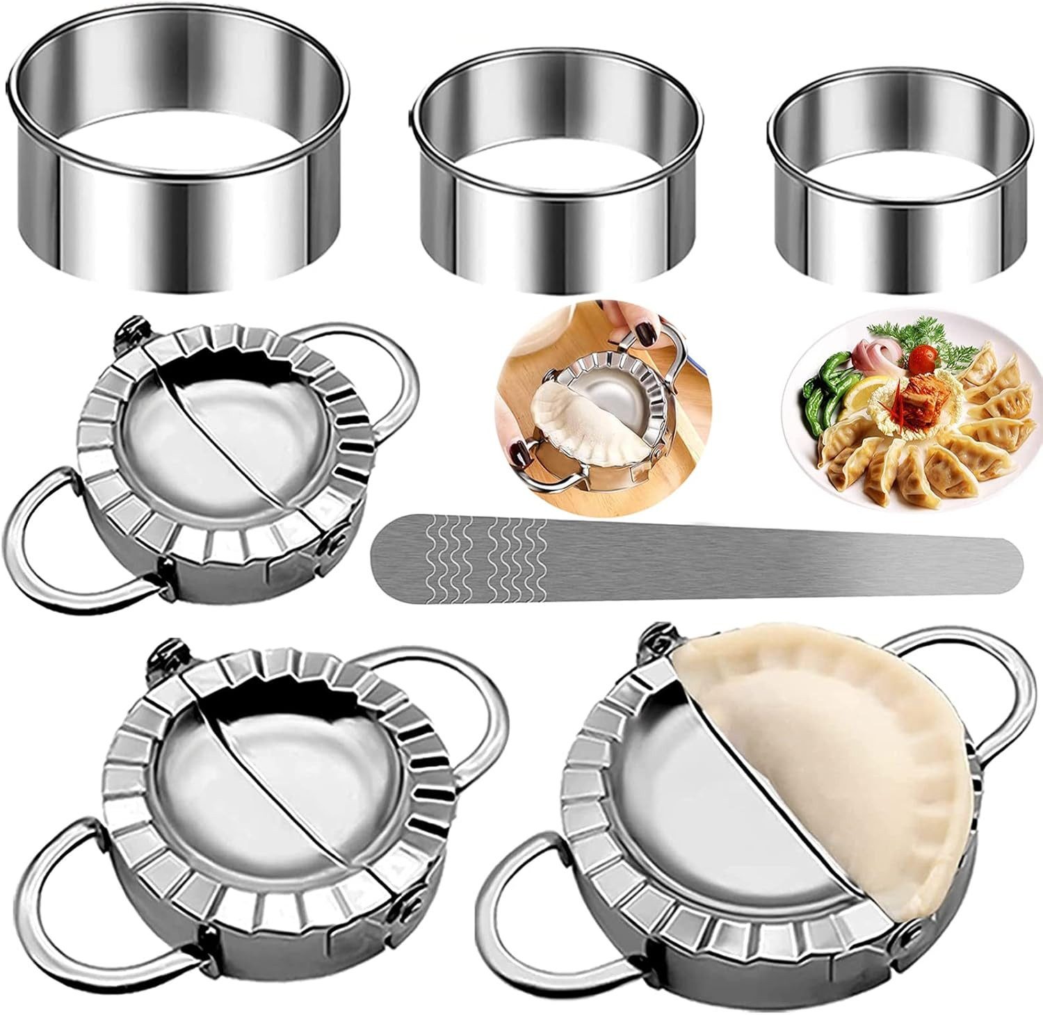 FOUORTUNATE-BEE Ravioliform 7-teiliges Edelstahl Dumpling-Former Set für die Küche, (7-tlg), Küchenhelfer zum einfachen Formen von Teigtaschen