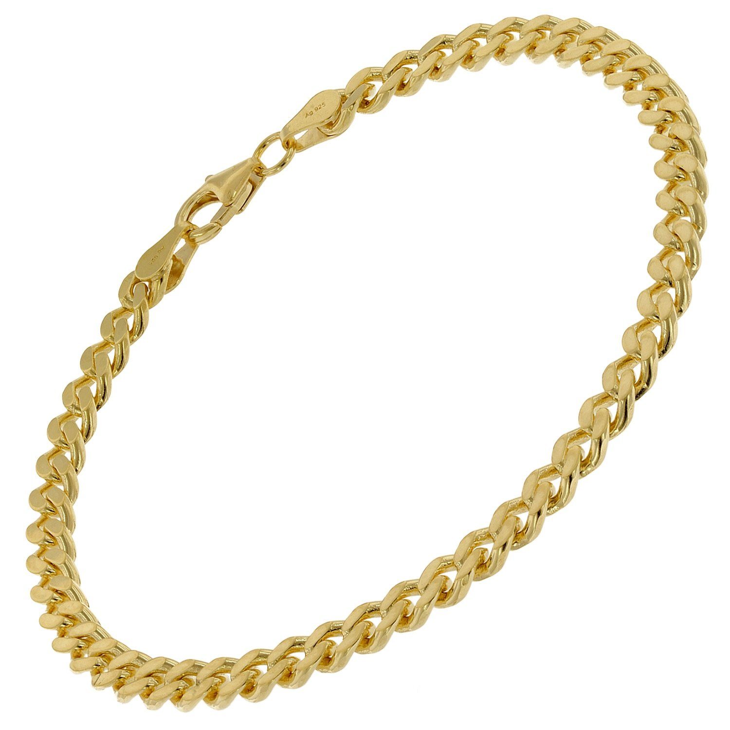 trendor Gliederarmband 925 Silber Vergoldet Flachpanzer 4,7 mm breit