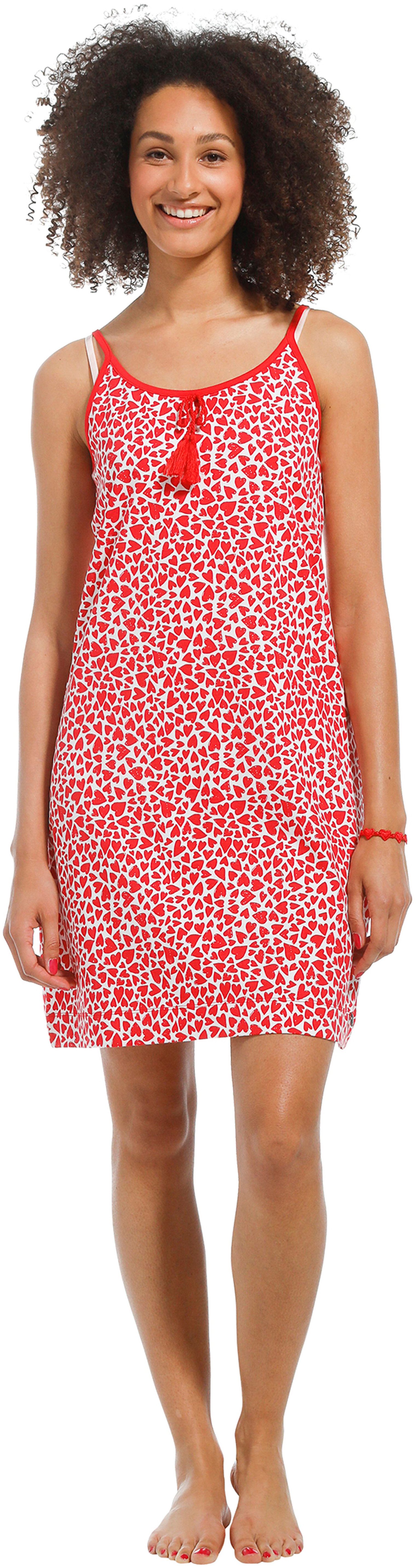 Rebelle Nachthemd Damen Schlafshirt mit Herzen (1-tlg) Sommerlcih leicht