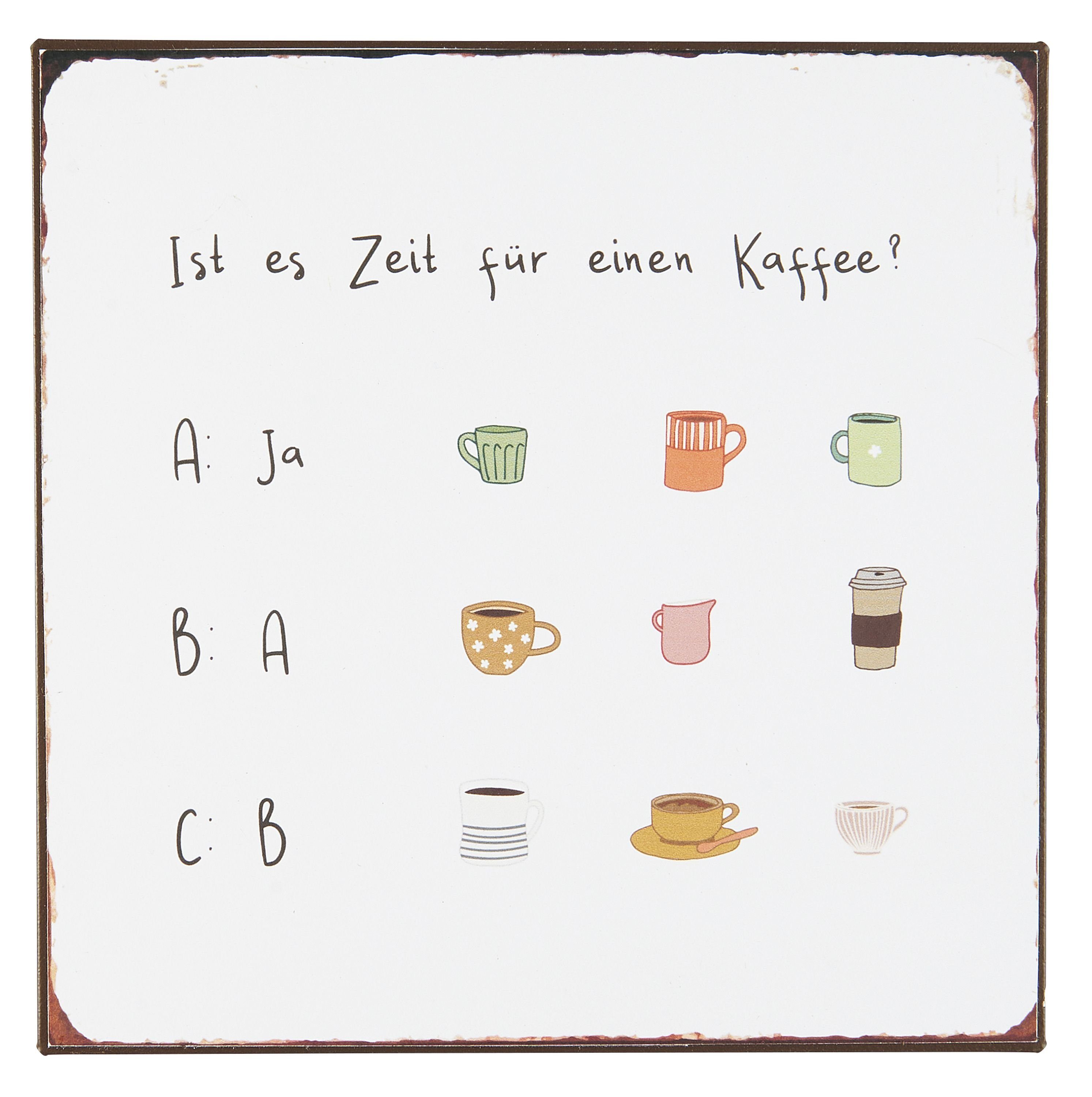 Metallschild Ib Laursen Blechschild "Ist es Zeit für Kaffee" Wandschild