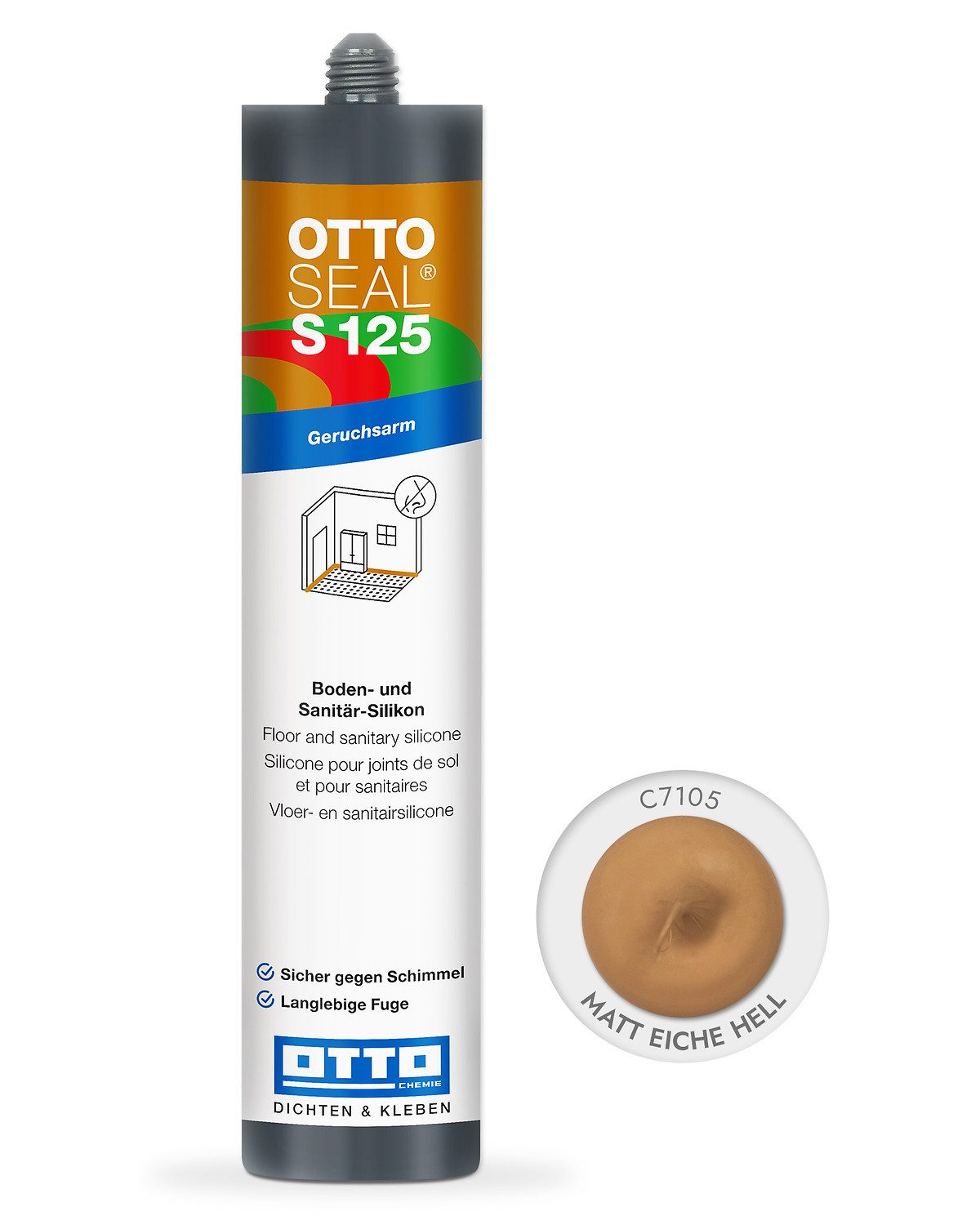 OTTO-Chemie Silikon Ottoseal S125 Boden- und Sanitärsilikon 310ml, Alkoxy-Basis, geruchsarm, universal, optimal für Designbelag