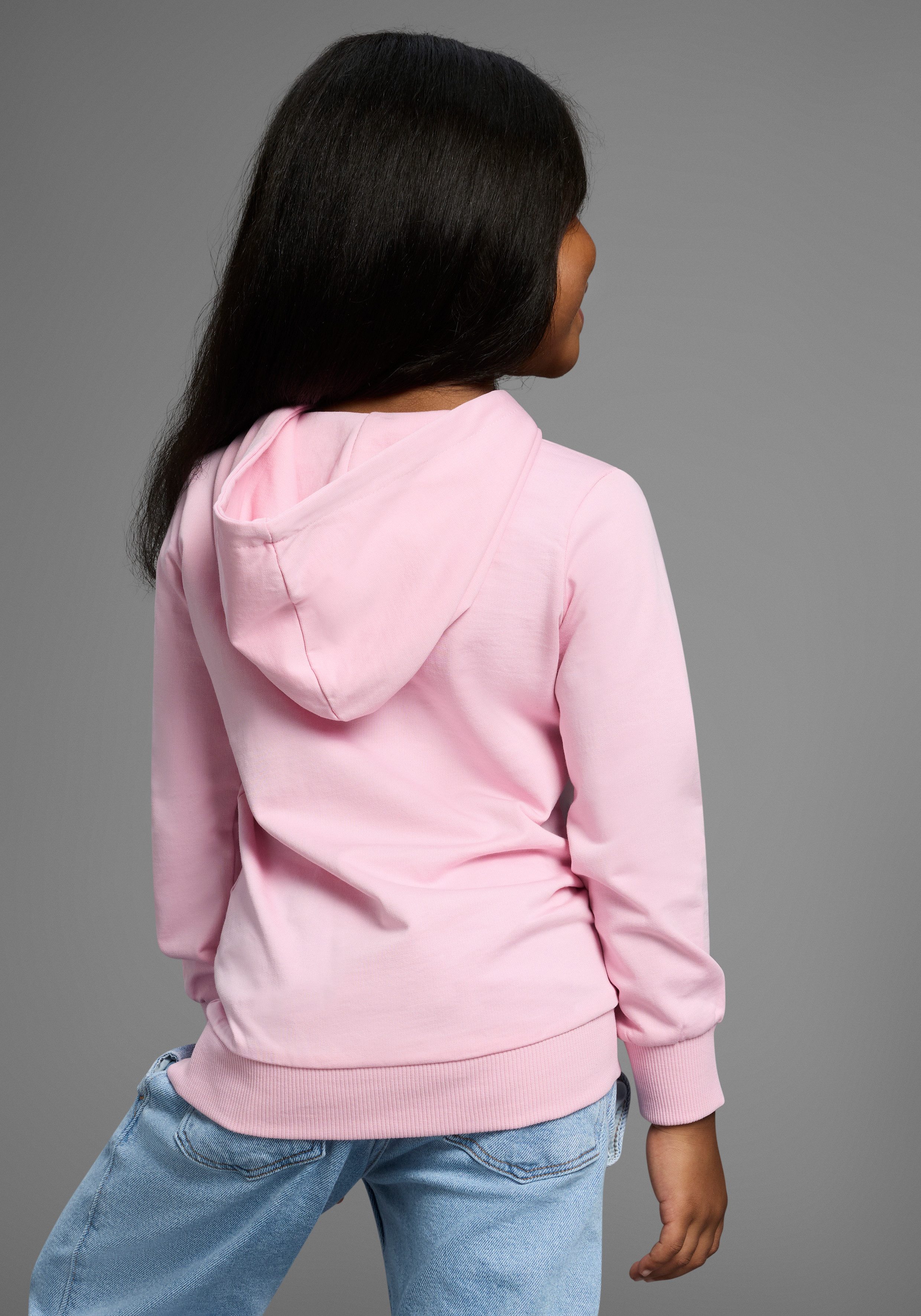 KIDSWORLD Kapuzensweatshirt, Longsweatshirt mit niedlichem Einhorn Langarm, Basic-Passform, bedruckt, mit Kapuze, aus Baumwolle