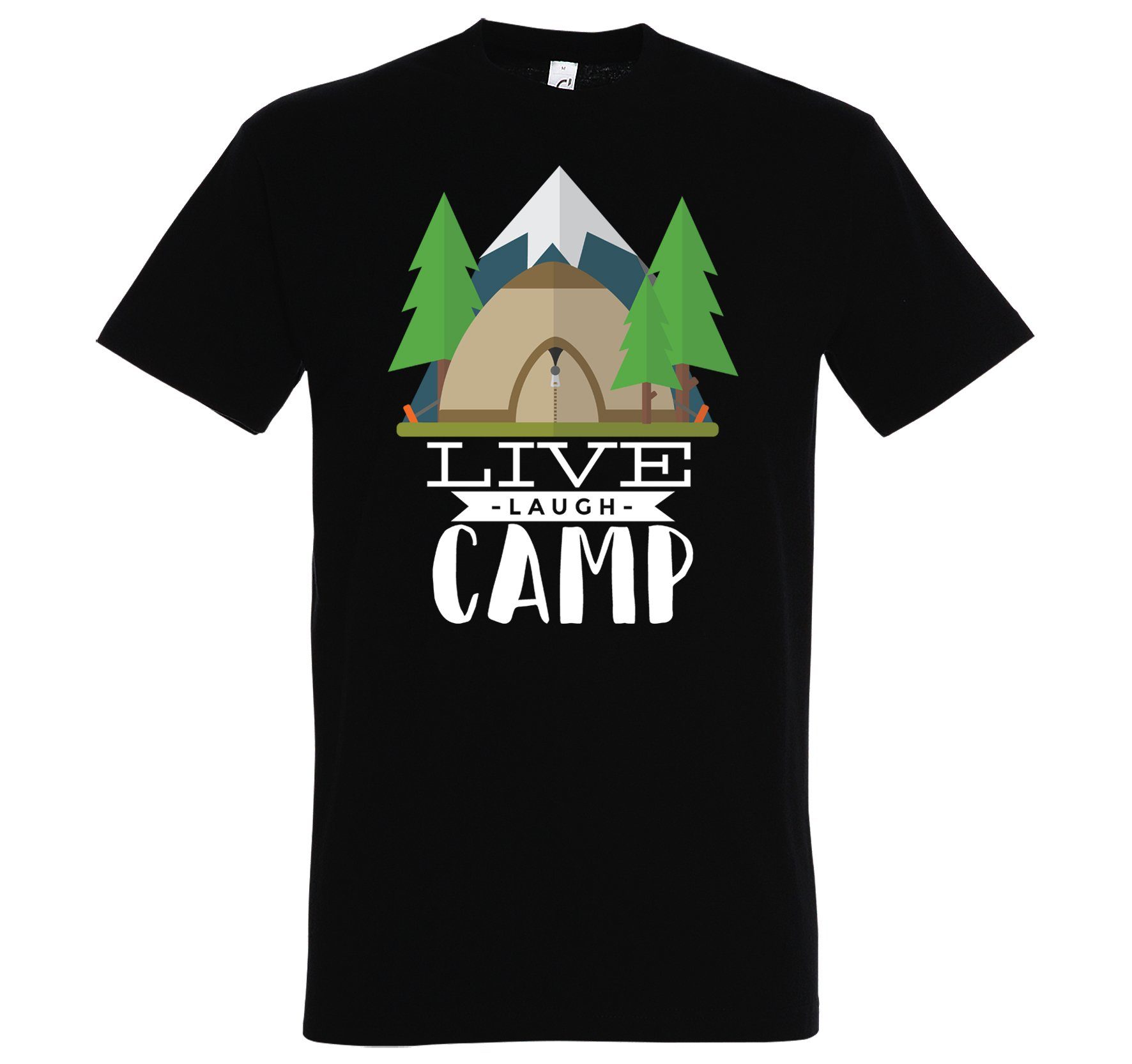 Youth Designz T-Shirt Live Laugh Camp Herren Schwarz mit Trendigem Frontdruck T-Shirt