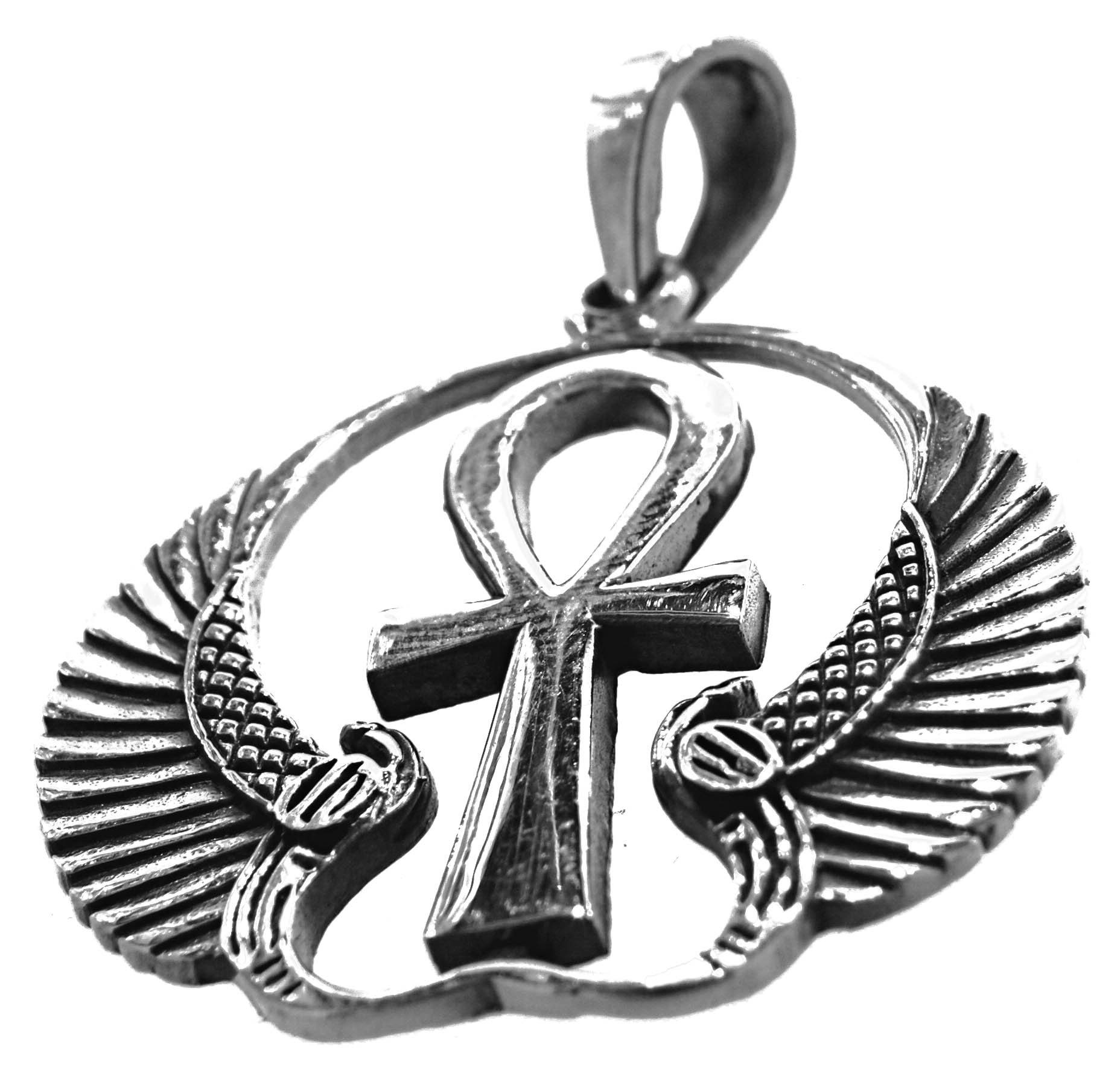Silber Anch of Leather Henkelkreurz Sterling Nr. Ankh Kettenanhänger 409 Ägypten Lebenskraft 925 Anhänger Kiss