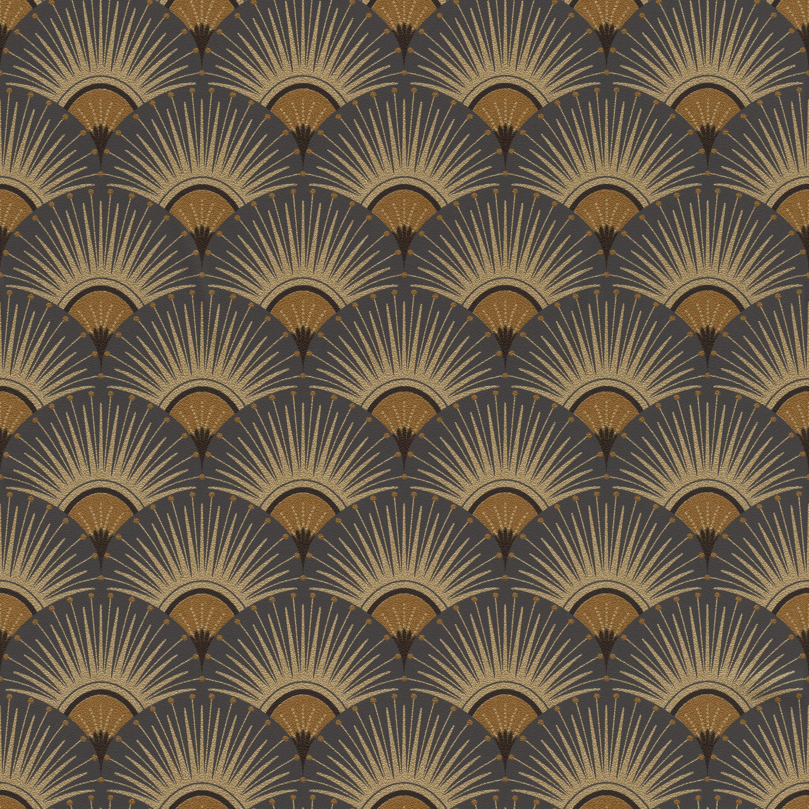 Rasch Vliestapete 3D-Effekt - Vinyltapete Grau Schwarz Gold, 3D-Optik, grafisch, (1 Rolle, 1 St., 10,05 m x 0,53 m), Lichtbeständige Farben - Feucht abwischbar - Restlost abziehbar