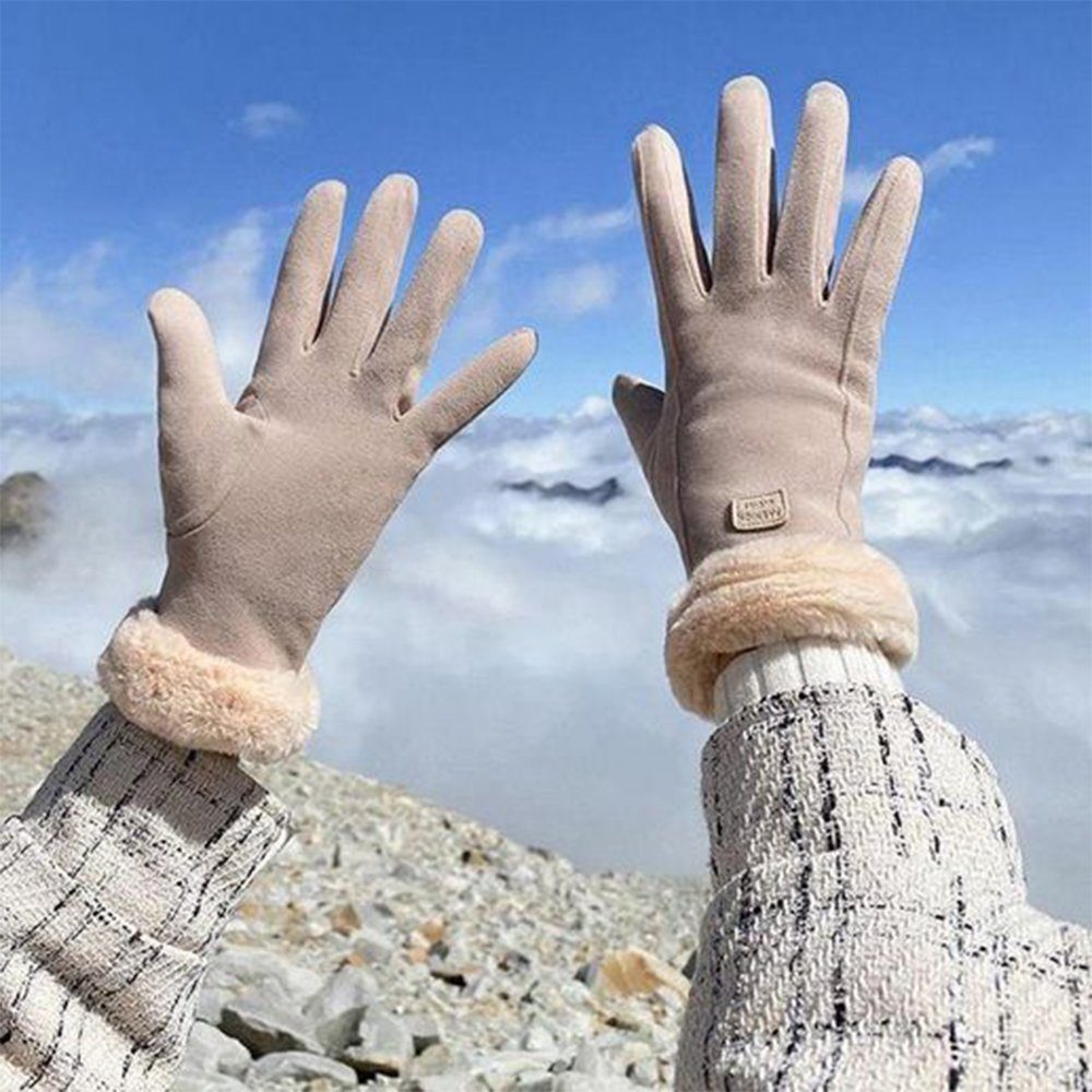 SRRINM Lederhandschuhe Winterhandschuhe für Frauen, gepolstert verdickt und warm