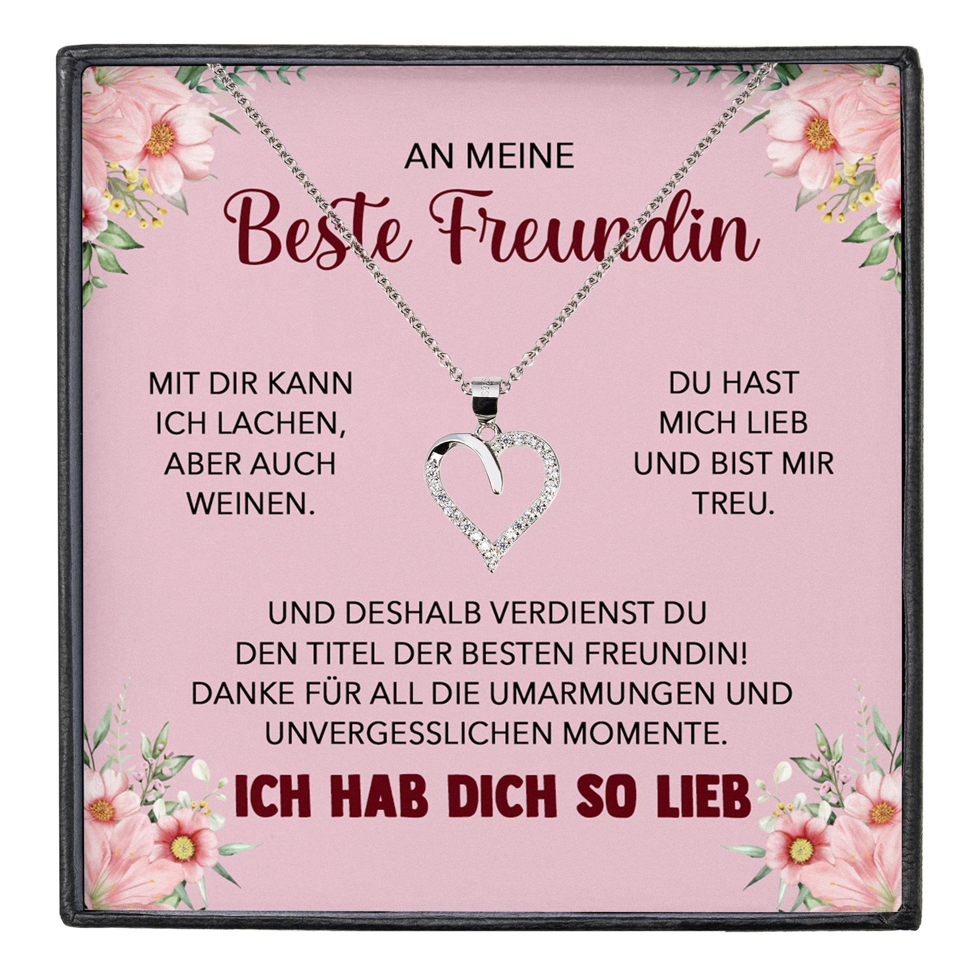 22Feels Schmuckset Beste Freundin Geschenk Bestie BFFs Frauen Mädchen Herz Halskette (inkl. Geschenktasche, Karte, Poliertuch, Beutel), Silber 925/000, Karte Made In Germany