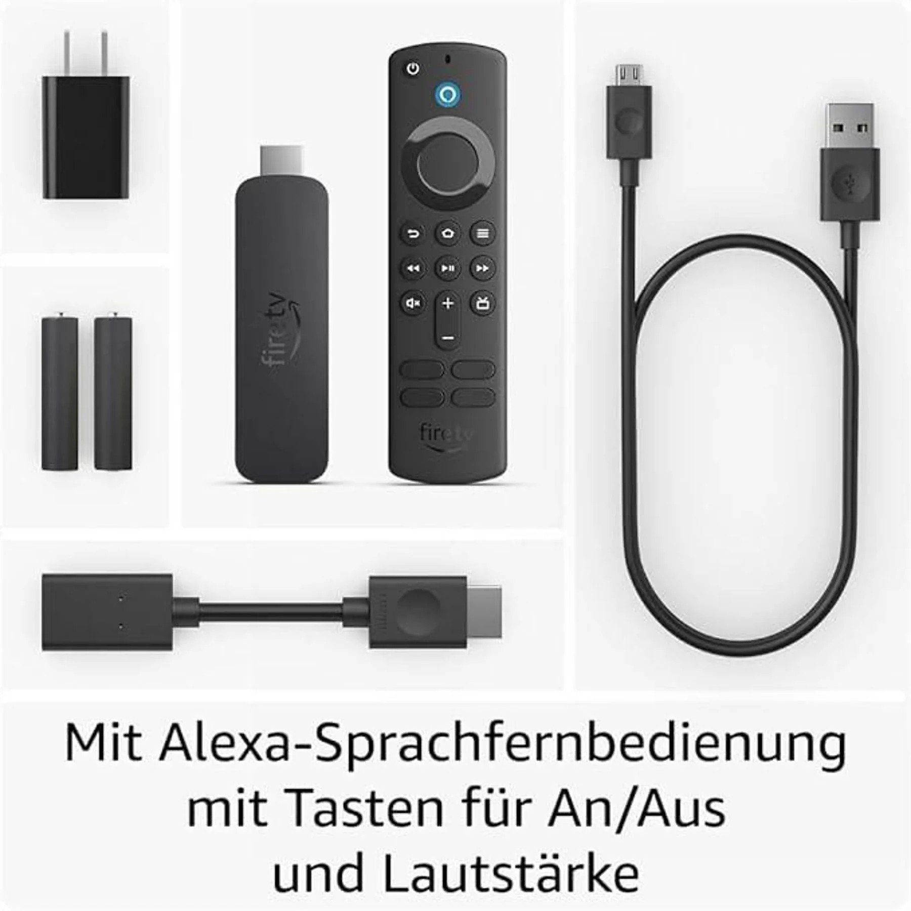 Amazon Streaming-Stick Fire TV Stick 4 Stream, Wi-Fi 6, HDR10+, Dolby Atmos, Vison, (Set, Amazon Alexa), inkl. Fernbedienung Sprachsteuerung