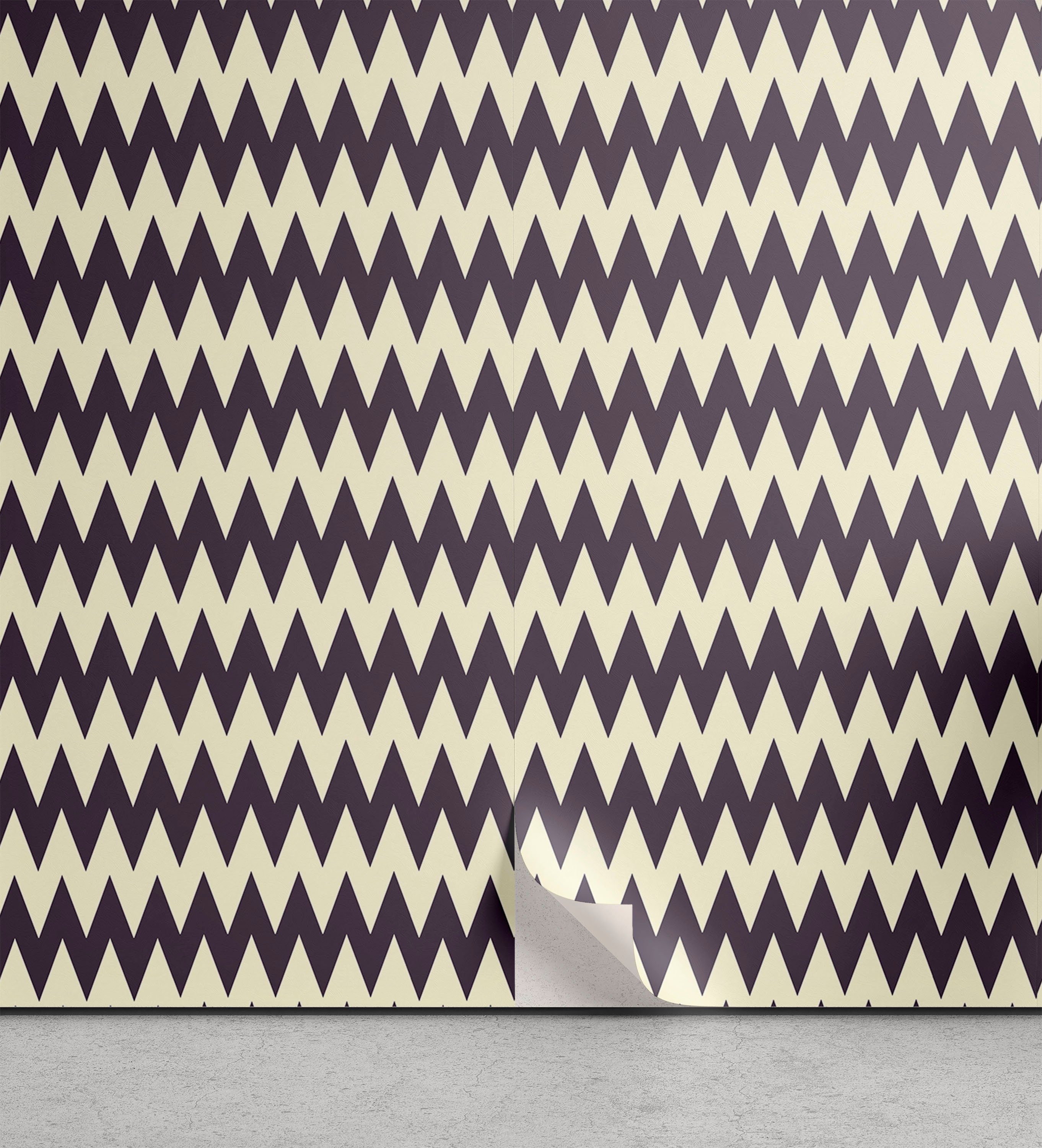 Abakuhaus Vinyltapete selbstklebendes Wohnzimmer Küchenakzent, Winkel Grenzen Sie Sharp Zigzags