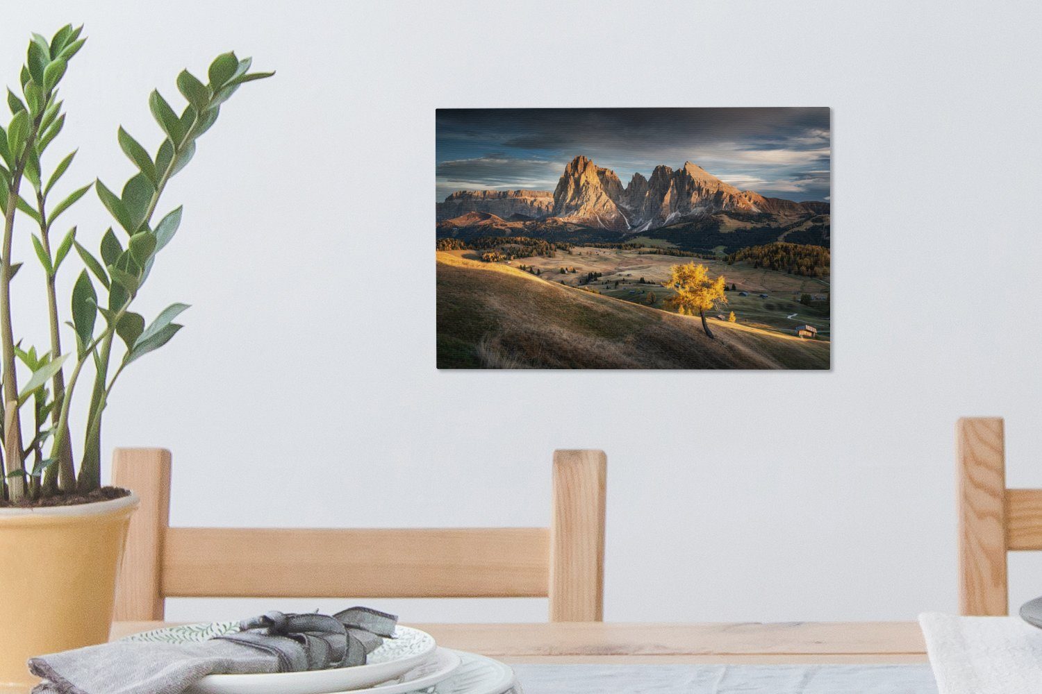 - Wandbild (1 30x20 Berge, St), Leinwandbild Aufhängefertig, cm Leinwandbilder, Herbst Dolomiten Wanddeko, - OneMillionCanvasses®