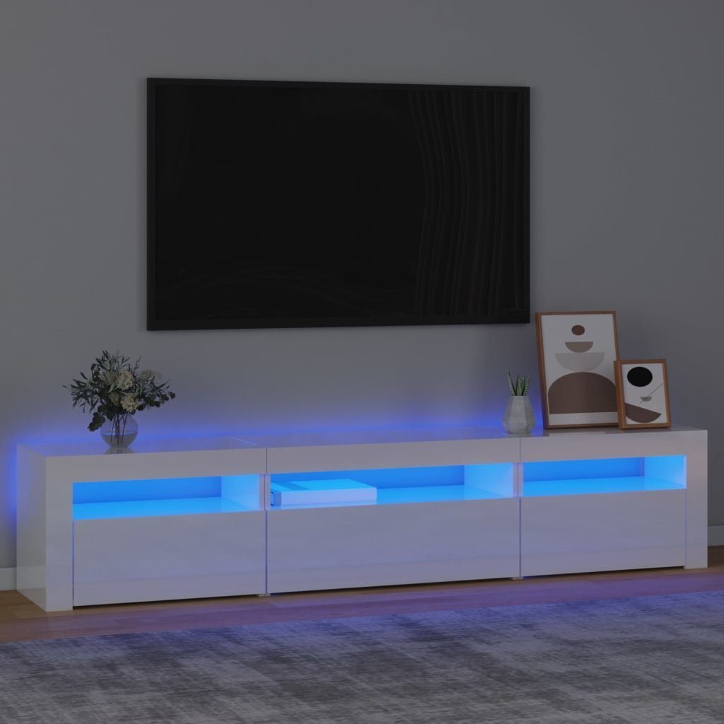 vidaXL TV-Schrank TV-Schrank mit LED-Leuchten Hochglanz-Weiß 195x35x40 cm (1-St)