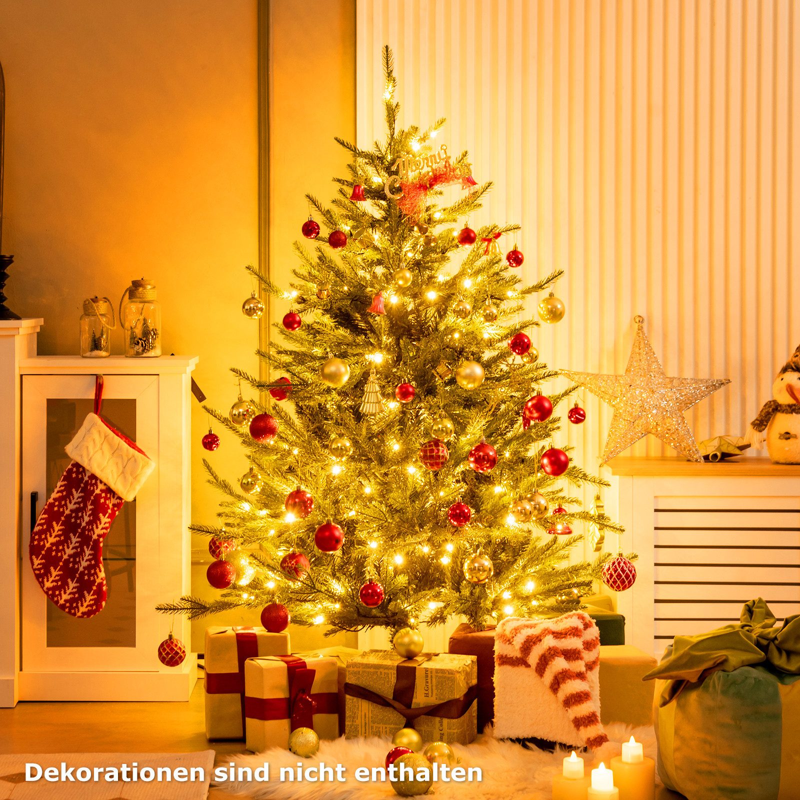 COSTWAY Künstlicher Weihnachtsbaum, mit Beleuchtung 8 Lichtmodi, aufklappbar
