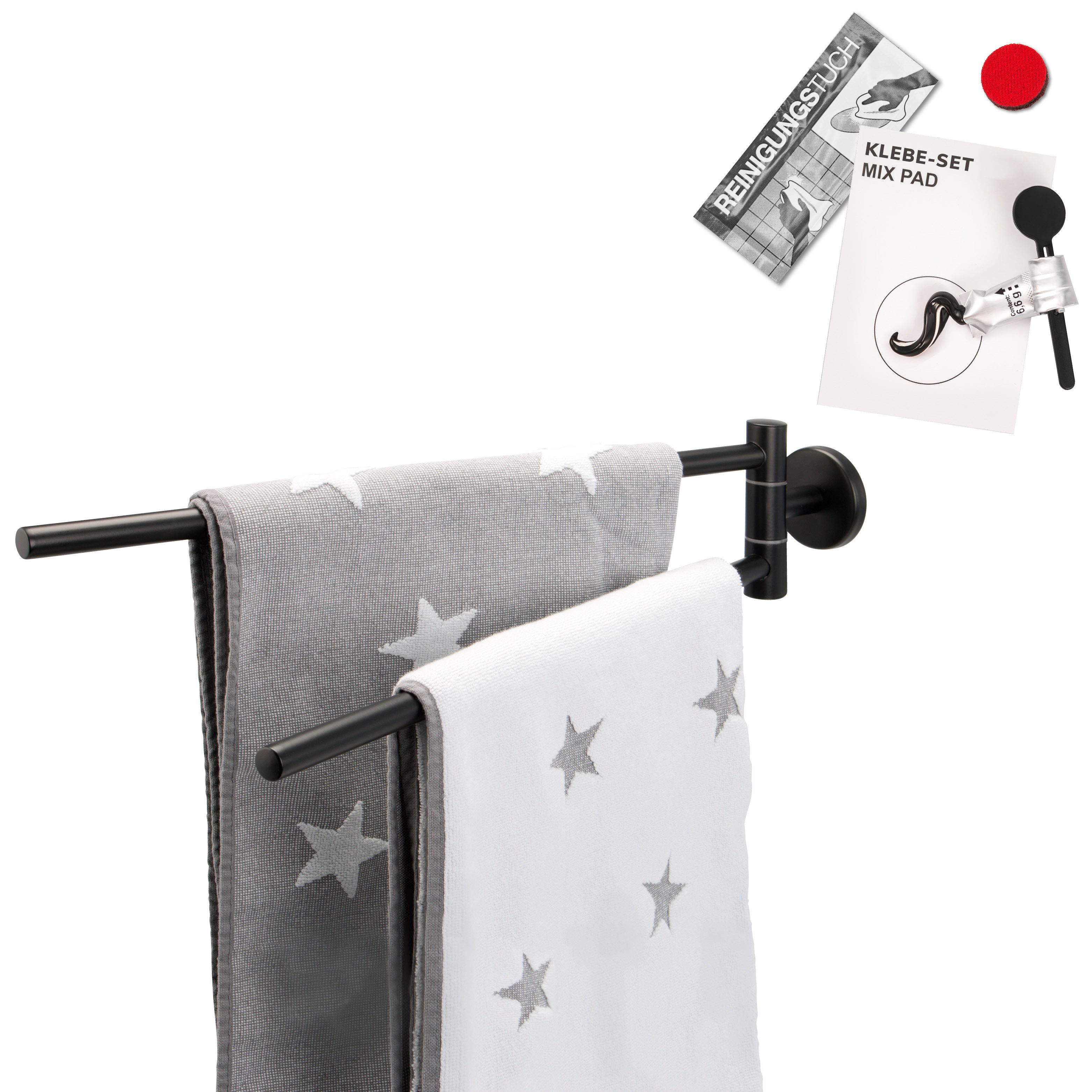 bremermann Handtuchstange bremermann Bad-Serie PIAZZA BLACK - inkl. Klebese günstig online kaufen