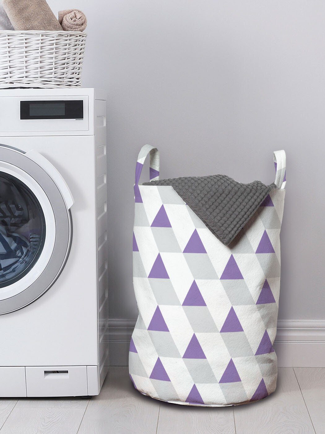 Wäschekorb Abakuhaus mit Wäschesäckchen Formen Violett Waschsalons, für Griffen Rechteckige Kordelzugverschluss Triangular