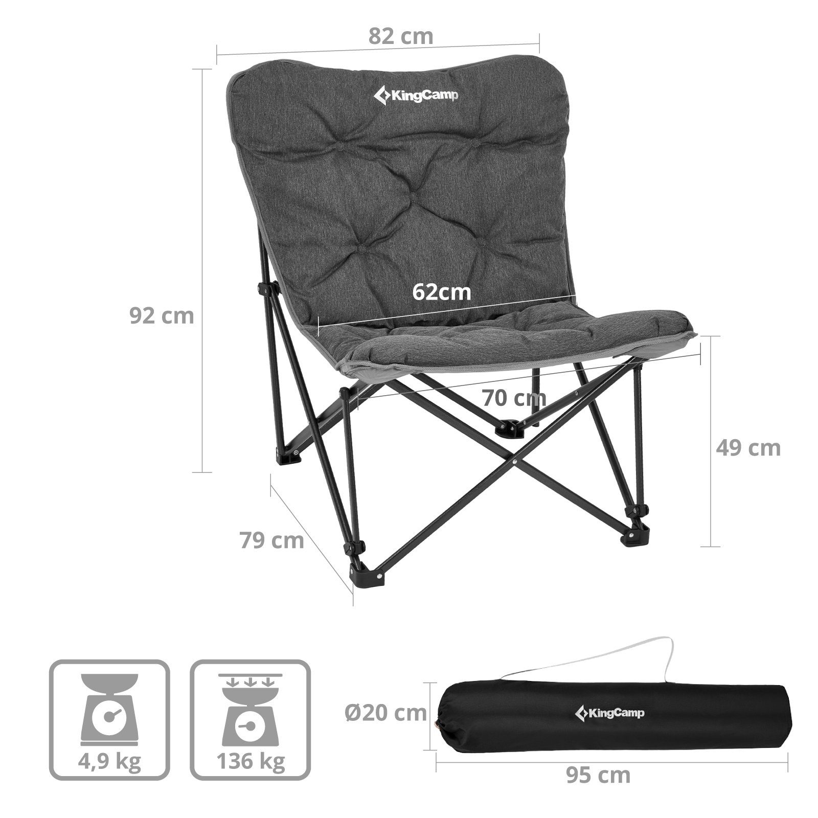 KingCamp Campingstuhl Campingstuhl Lindon Relax Schmetterlingsstuhl, günstig online kaufen