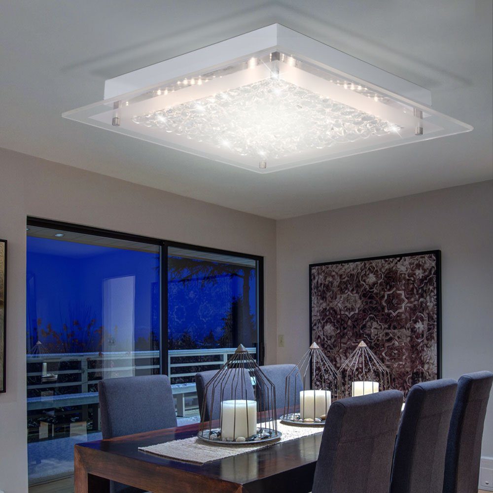 etc-shop LED Deckenlampe, Deckenleuchte fest LED-Leuchtmittel verbaut, tropfenförmiges Wohnzimmerlampe Glas Warmweiß, Deckenleuchte