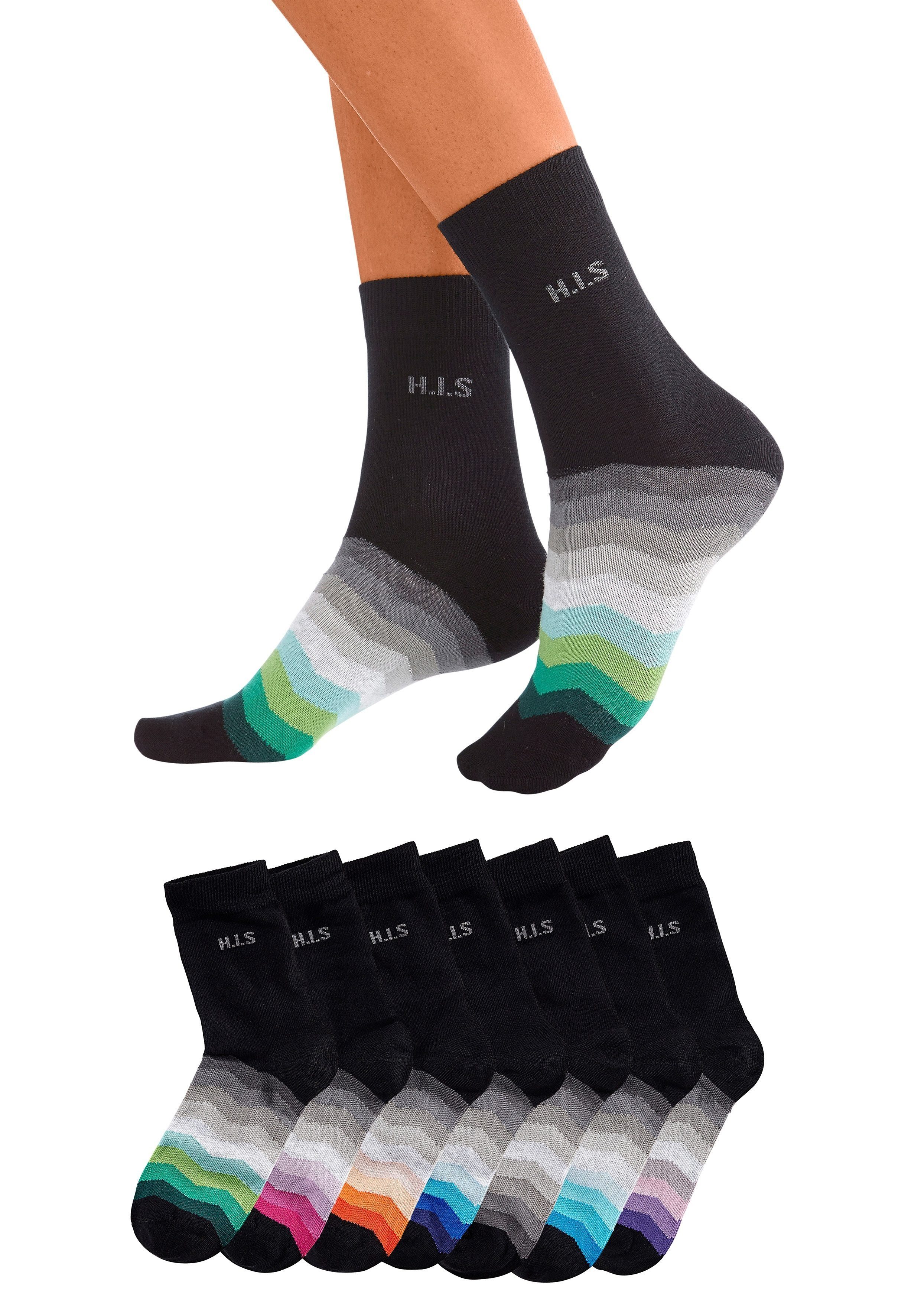 H.I.S mit schwarzem Basicsocken Schaft 7-Paar) (Set,