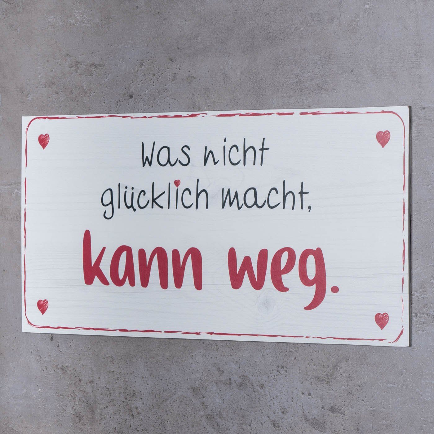 Levandeo® Wandbild, Wandbild 40x20cm Glücklich Glück Spruch Deko Wandschild Geschenk