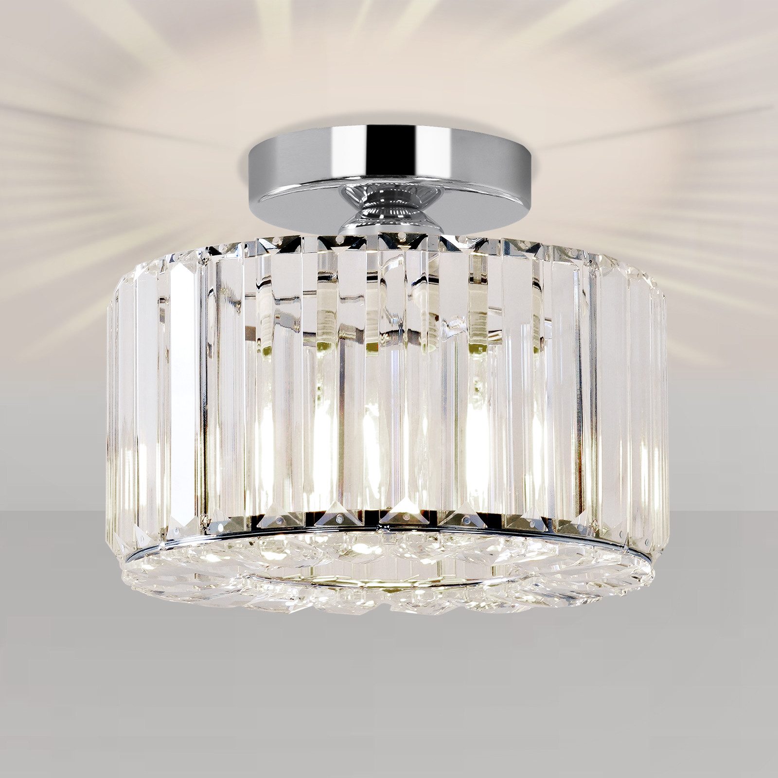 POPOLIC Deckenleuchte Pendelleuchte, Moderne Kristall Kronleuchter mit Glas günstig online kaufen