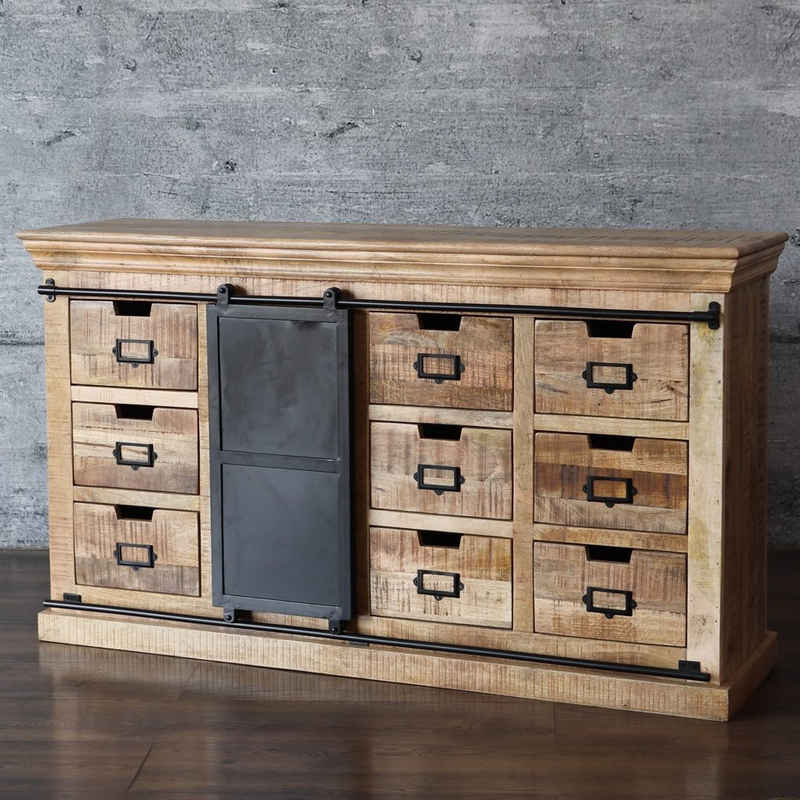 baario Sideboard XXL Kommode SELCE 150cm, massiv Industrial Design 150cm Schiebetür Schubladen