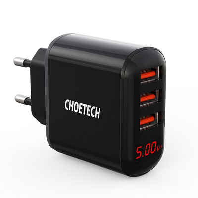 Choetech Ladegerät 3x USB 3.4A Kompaktes Schnellladegerät Schwarz USB-Ladegerät