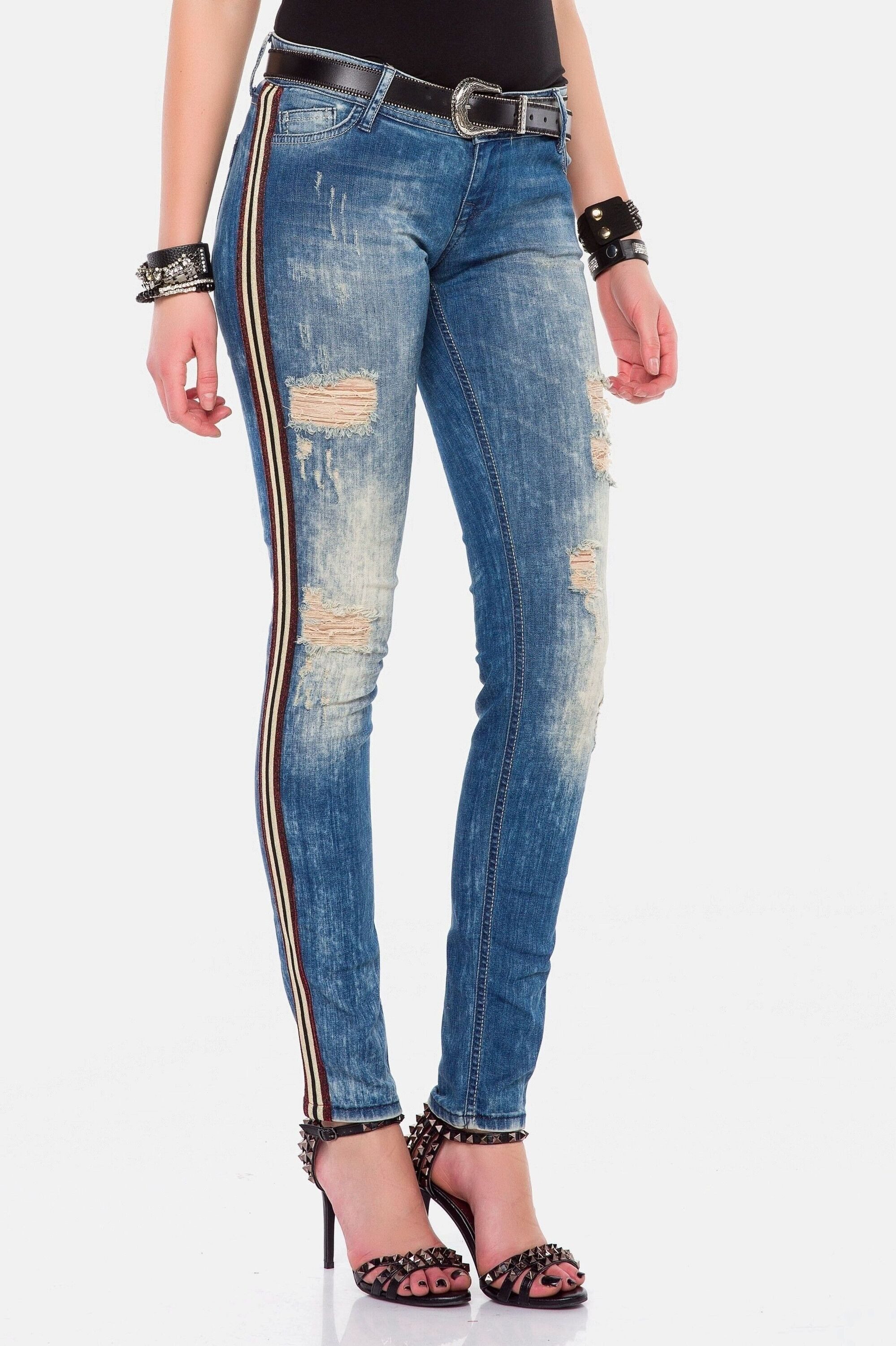 Cipo & Baxx Destroyed-Jeans Jeans mit Glitzer-Streifen, WD-369 – Bild 4 von 5