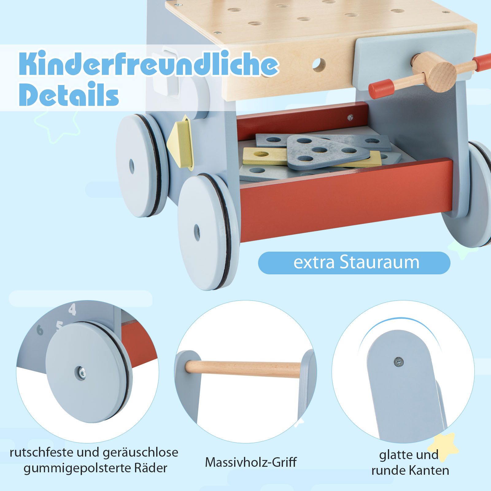 COSTWAY Baby Walker, 2 in 1 Walking Aid, Montessori Wooden Toy