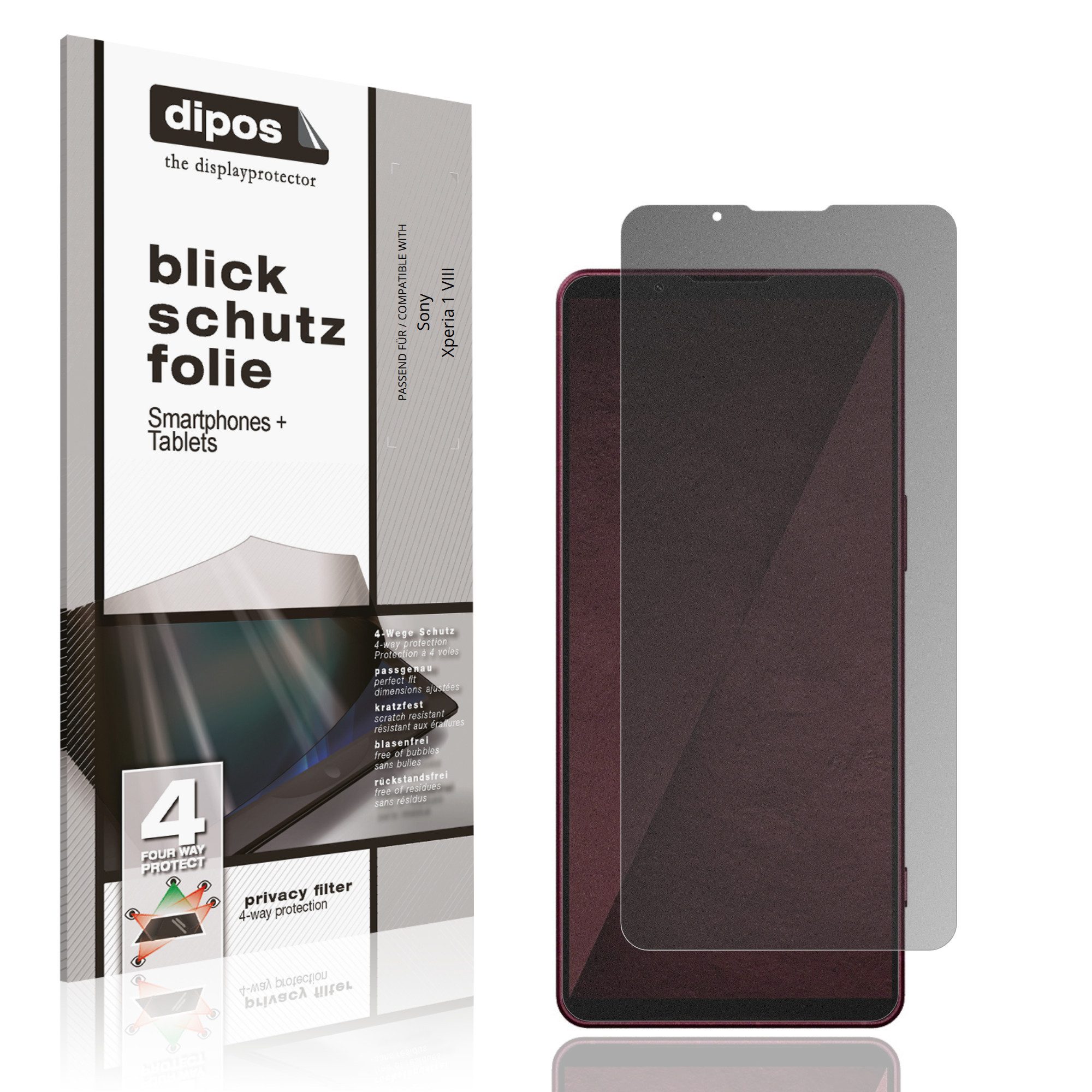 dipos Displayschutzfolie Schutzfolie für Sony Xperia 1 VIII, 1 Stück, Displayschutz Schutz Folie Made in Germany