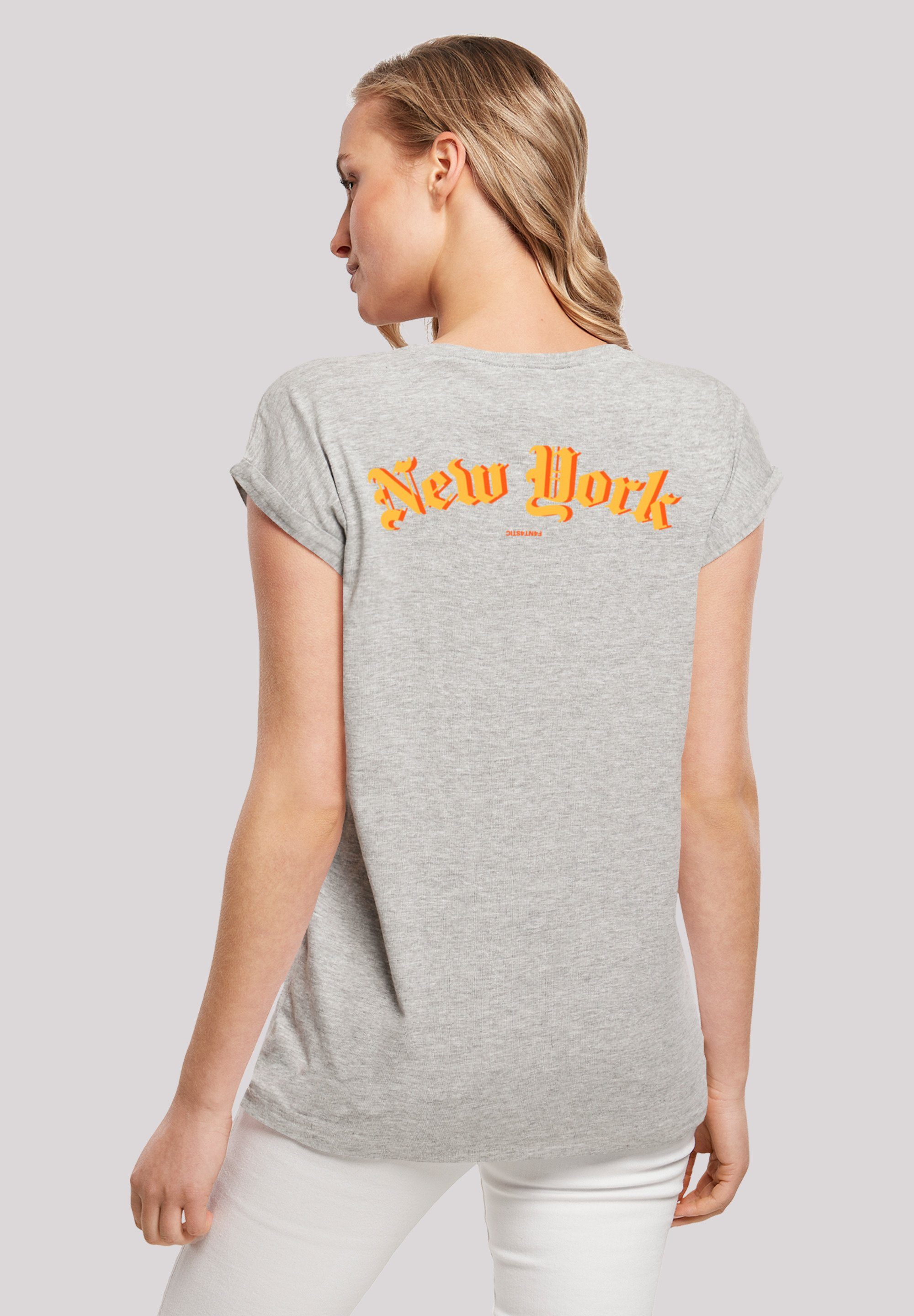 New York TEE T-Shirt SLEEVE Orange F4NT4STIC Print SHORT