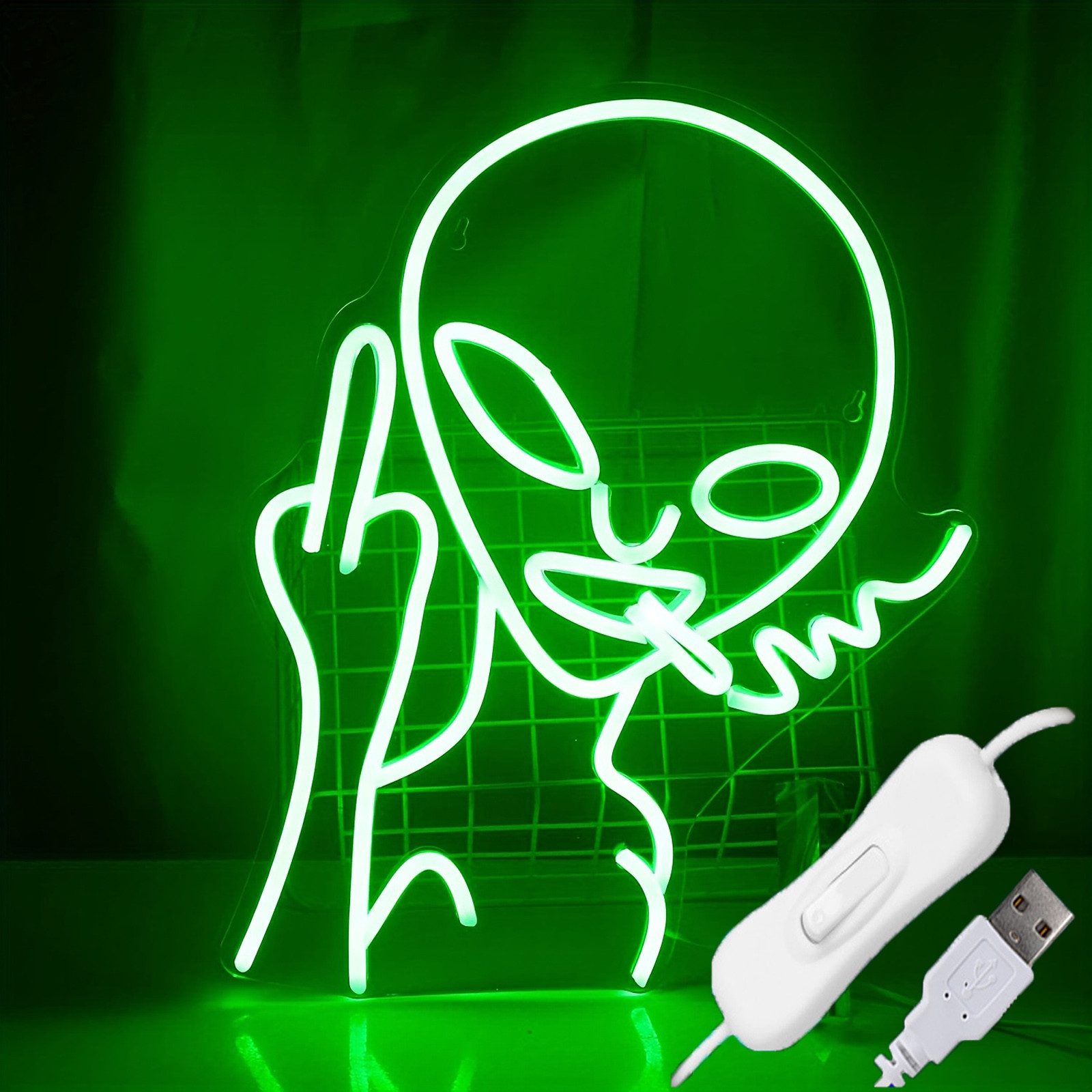 LED Stripe LED Alien Neon Schild mit USB Schalter,LED-Schild Acryl Dekolicht