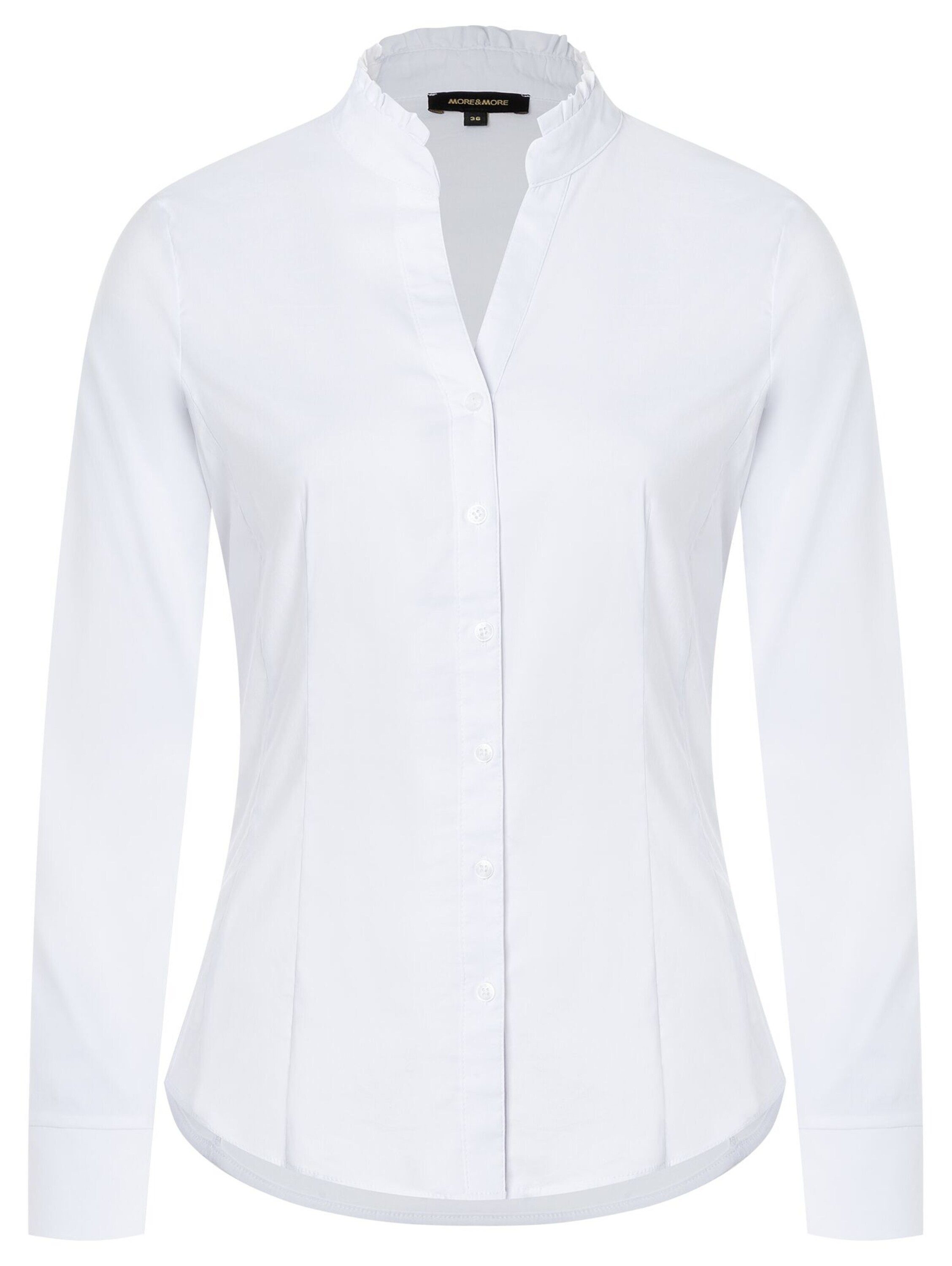 Langarmbluse Stretchbluse, Rüschenkragen