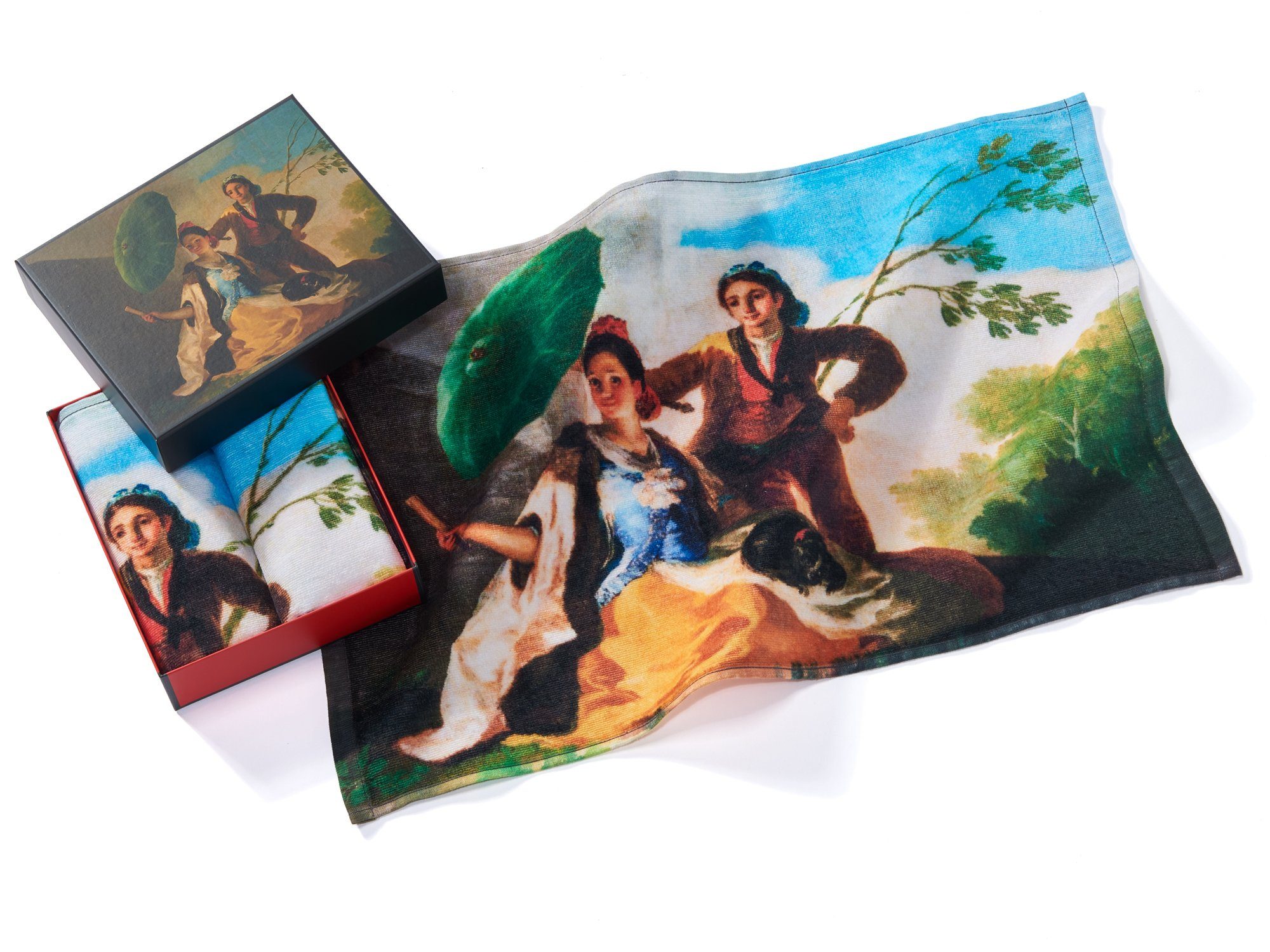 MuseARTa Gästehandtücher Francisco de Goya - Der Sonnenschirm, Baumwolle (2-St), MuseARTa Gästehandtücher (2 Stück), Kunstwerke ca.60x40cm Geschenkbox