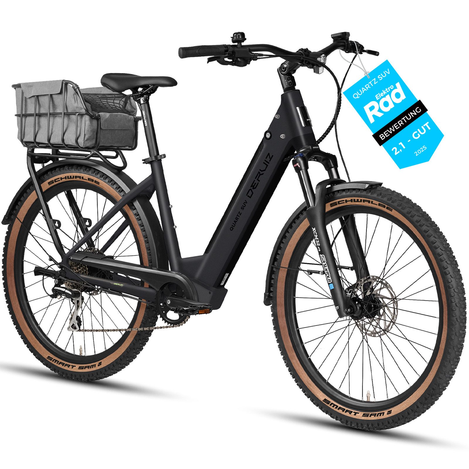 DERUIZ E-Bike Trekkingrad Quartz SUV 27,5 Zoll, bis 160 km, Drehmomentsensor, RH 46 cm, 8 Gang Shimano Shimano Acera RD-M360 SGS, 8-Gang …