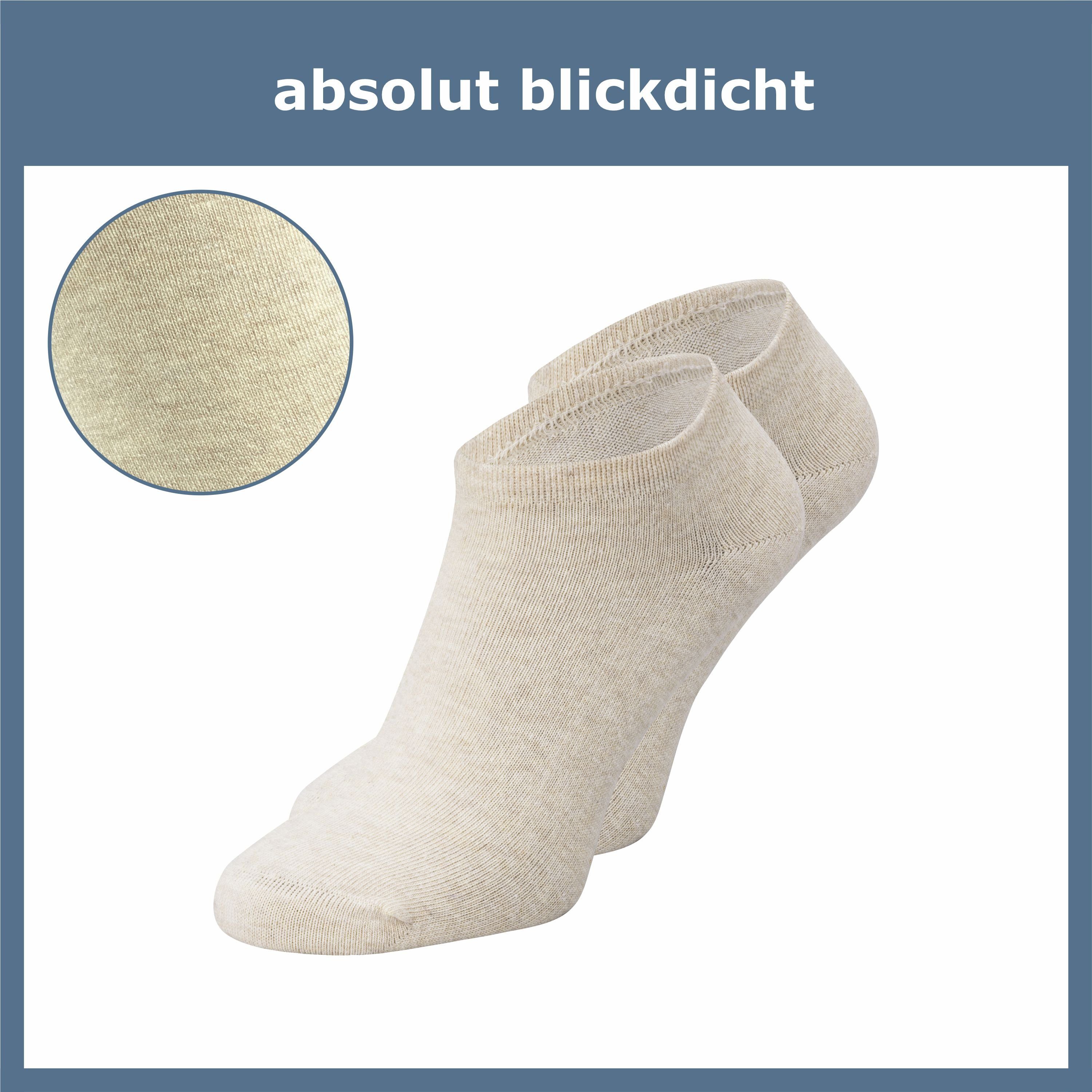 ca·wa·so Sneakersocken Kein (10 in Paar) beige für - Herren Baumwolle Damen ohne mit Bündchen extra Verrutschen blau weiß, Naht drückende schwarz, & grau, - natur weich & dank