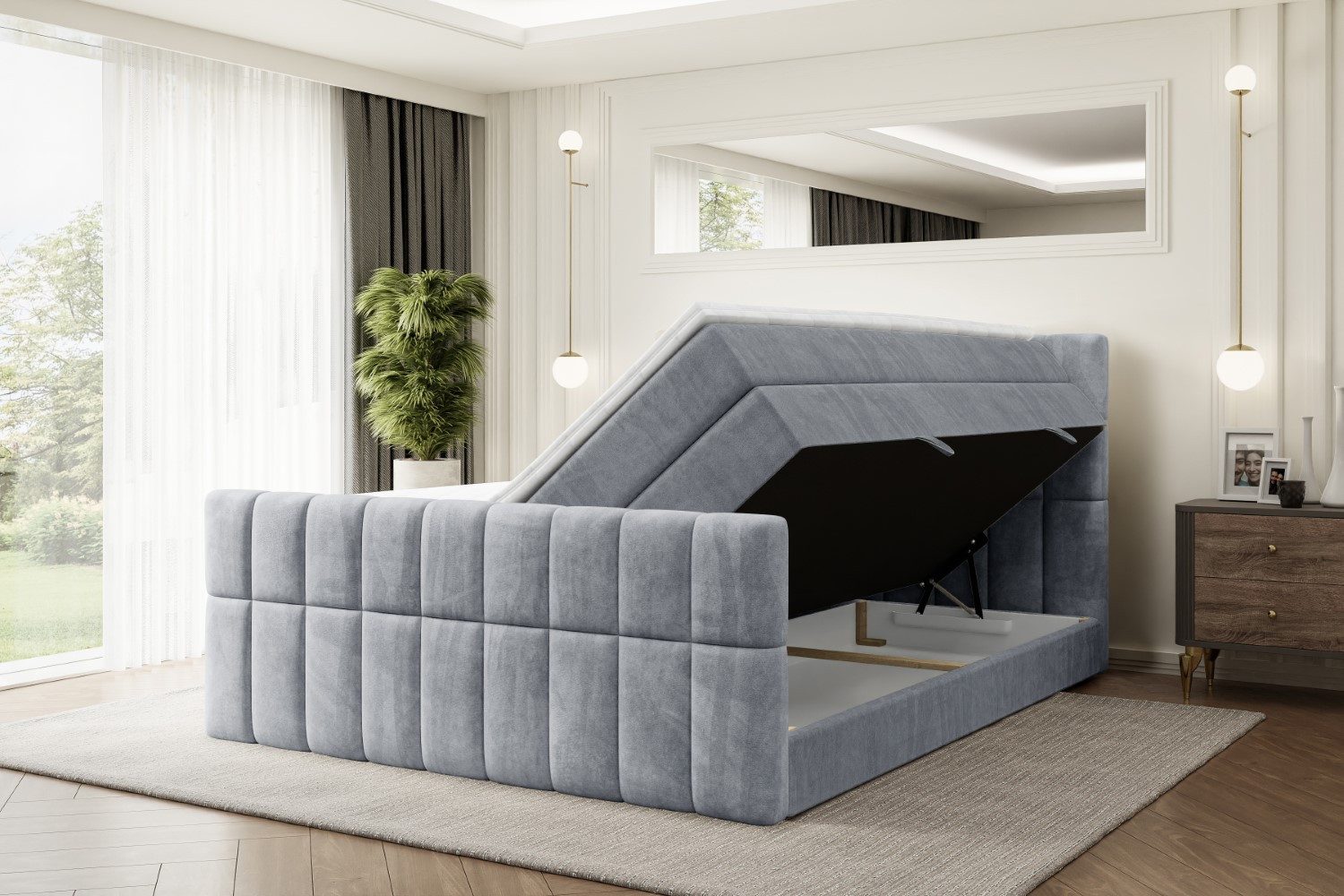 ALTDECOR Boxspringbett MIAMI-Z KING (Multipocket-Matratze H4, H3 Matratze Bonellfederung, Topper, Kopfteil), Doppelbett mit Fußteil