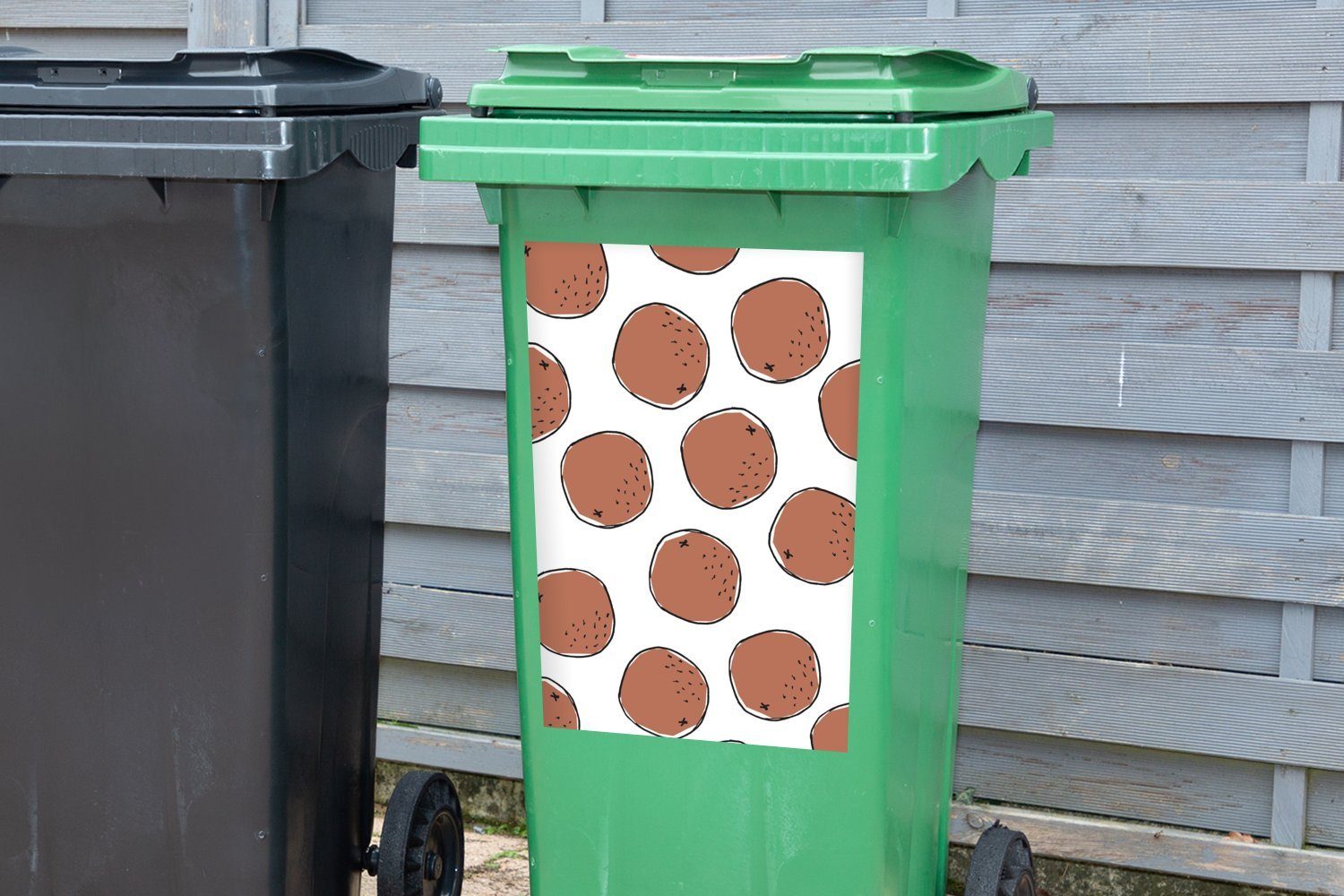 MuchoWow Container, (1 - - Sommer St), Abfalbehälter Wandsticker Kokosnüsse Mülleimer-aufkleber, Weiß Mülltonne, Sticker,