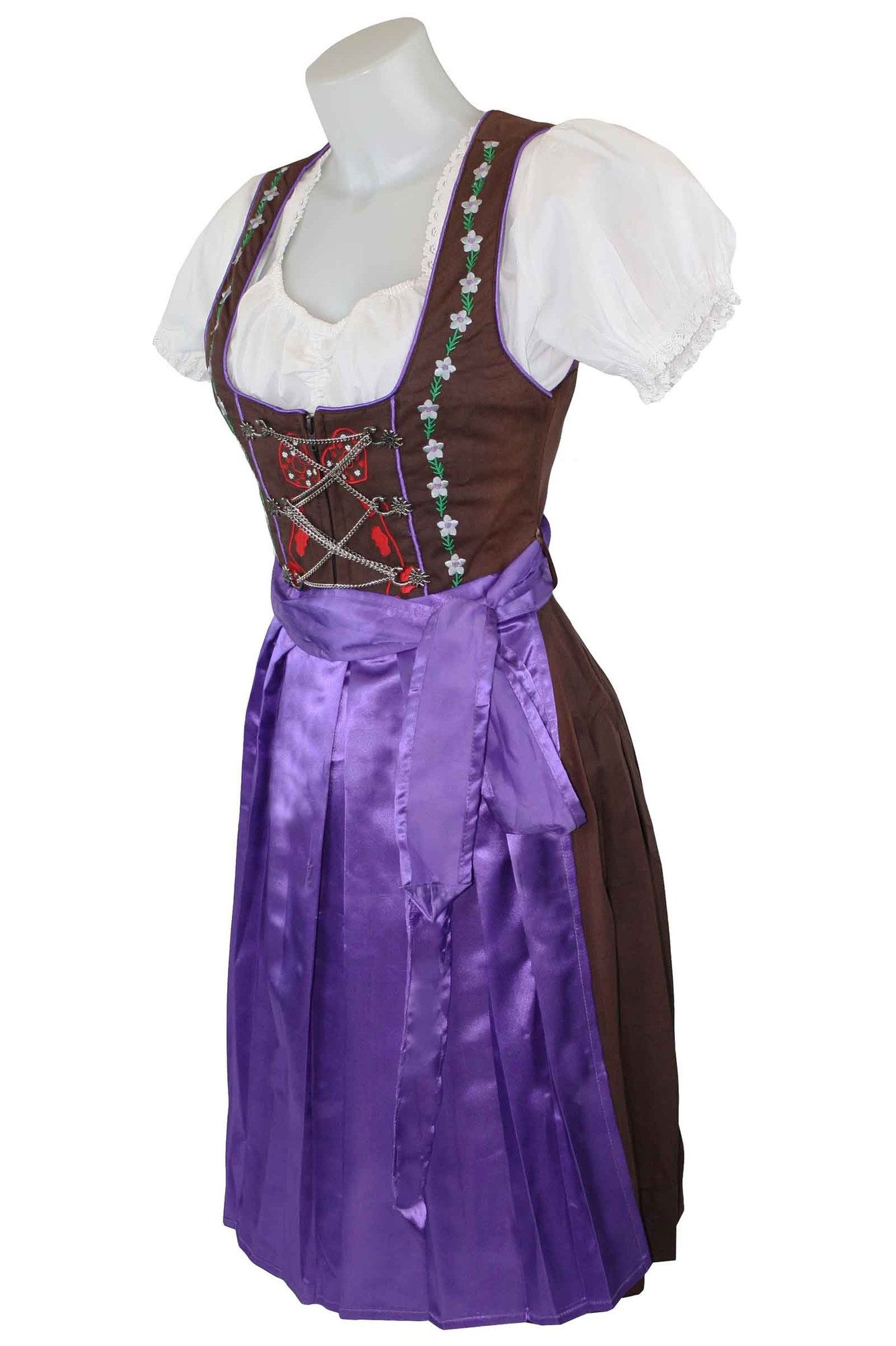 German Wear Dirndl GW1316 lila 3er Midi Dirndl SET Dirndel Fasching Lila