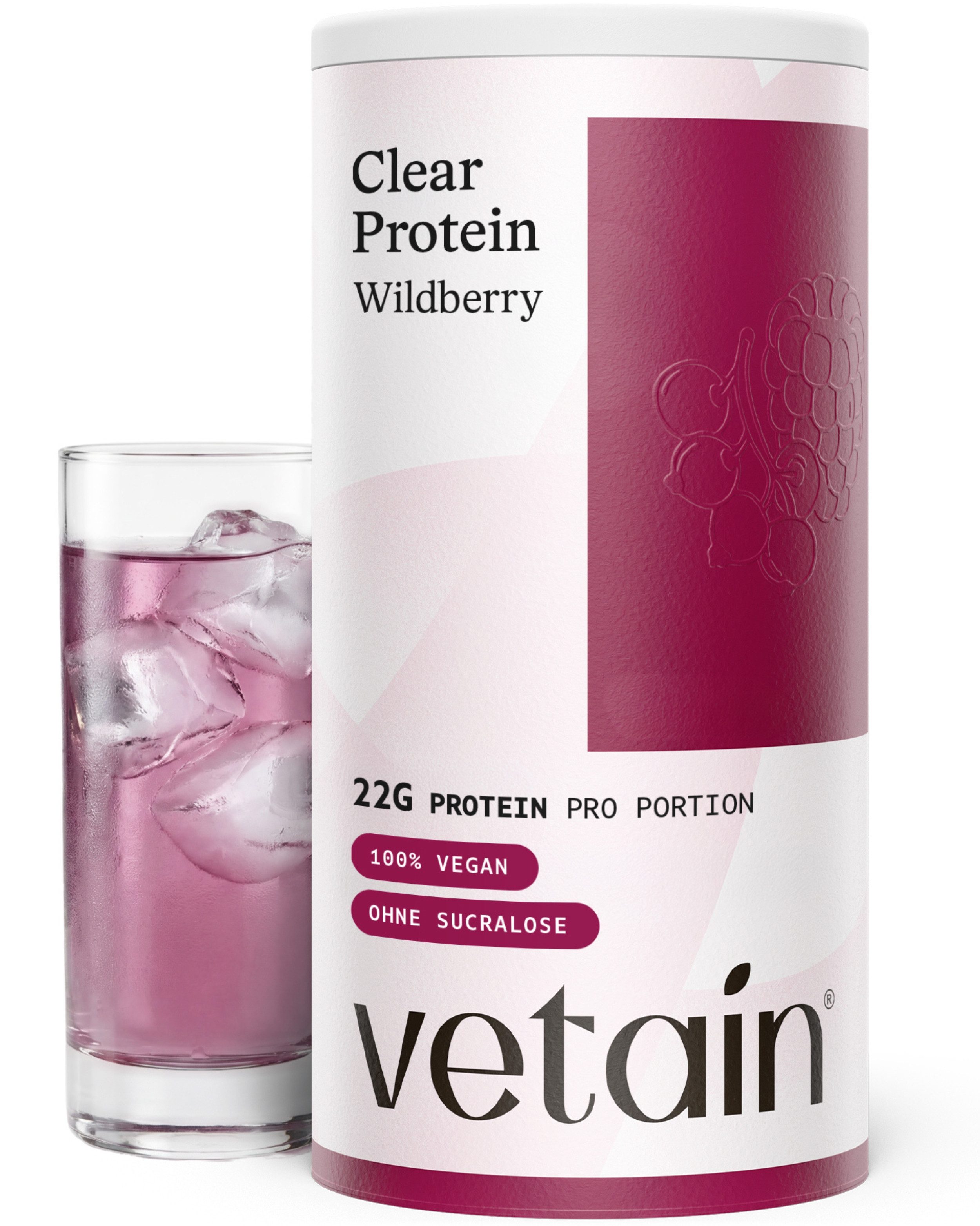 VETAIN Clear Protein Vegan - 22g Protein - ohne Sucralose - Pulver, - 480g à, Fermentiert, cleane Zutatenliste, natürliche Aromen & Fruchtpulver