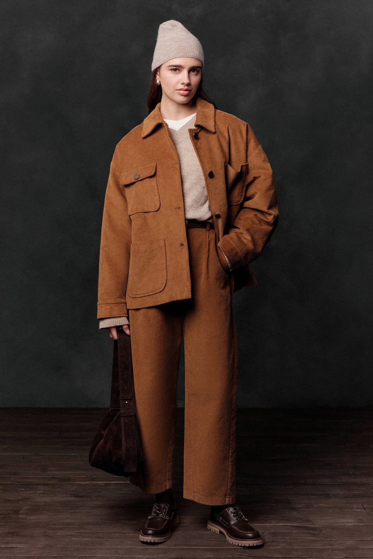 MANUKA Windbreaker Übergroße Veloursjacke in Rost
